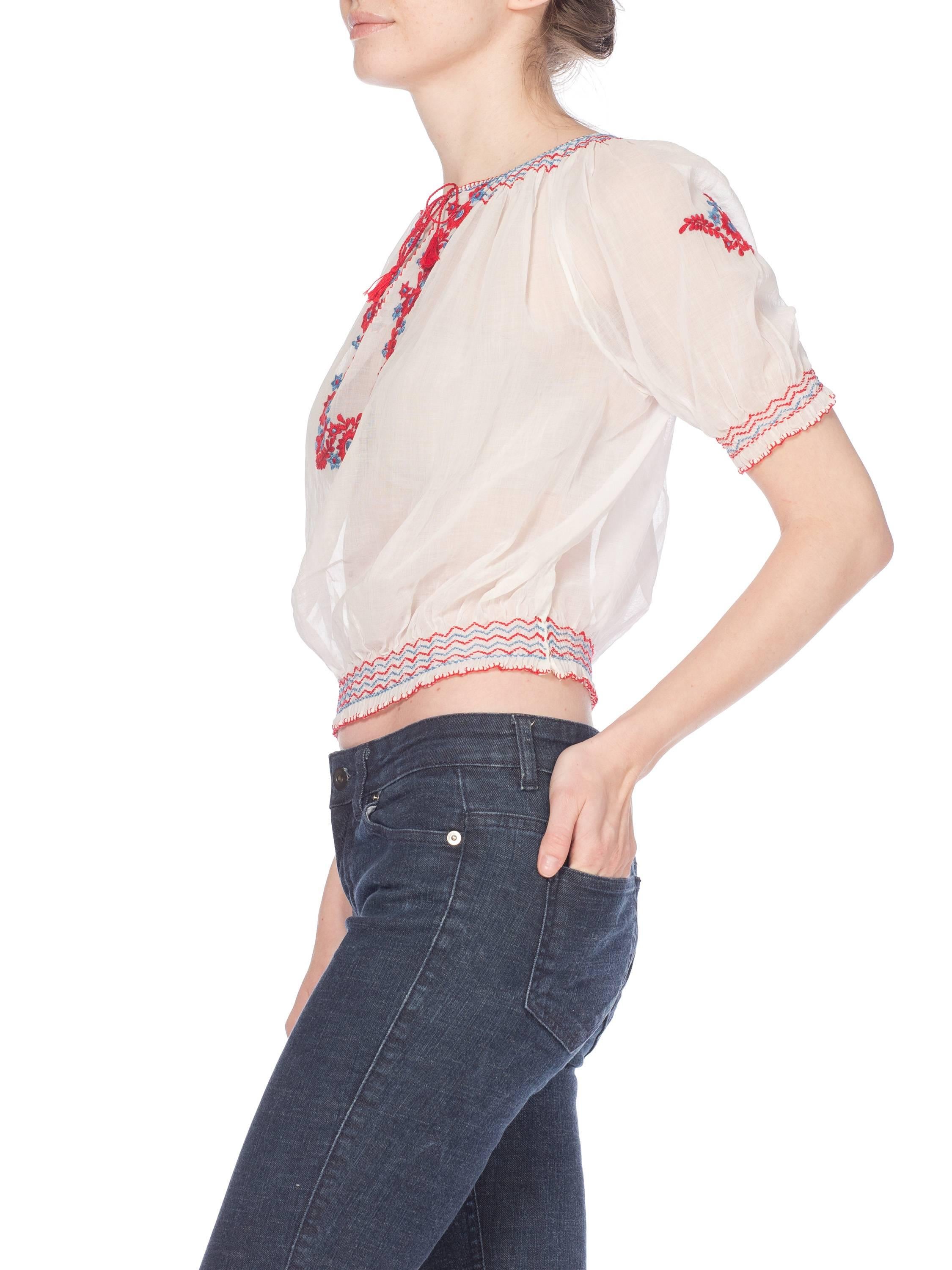 Mid-Century Vintage Hand Embroidered Hungarian Boho Top 8