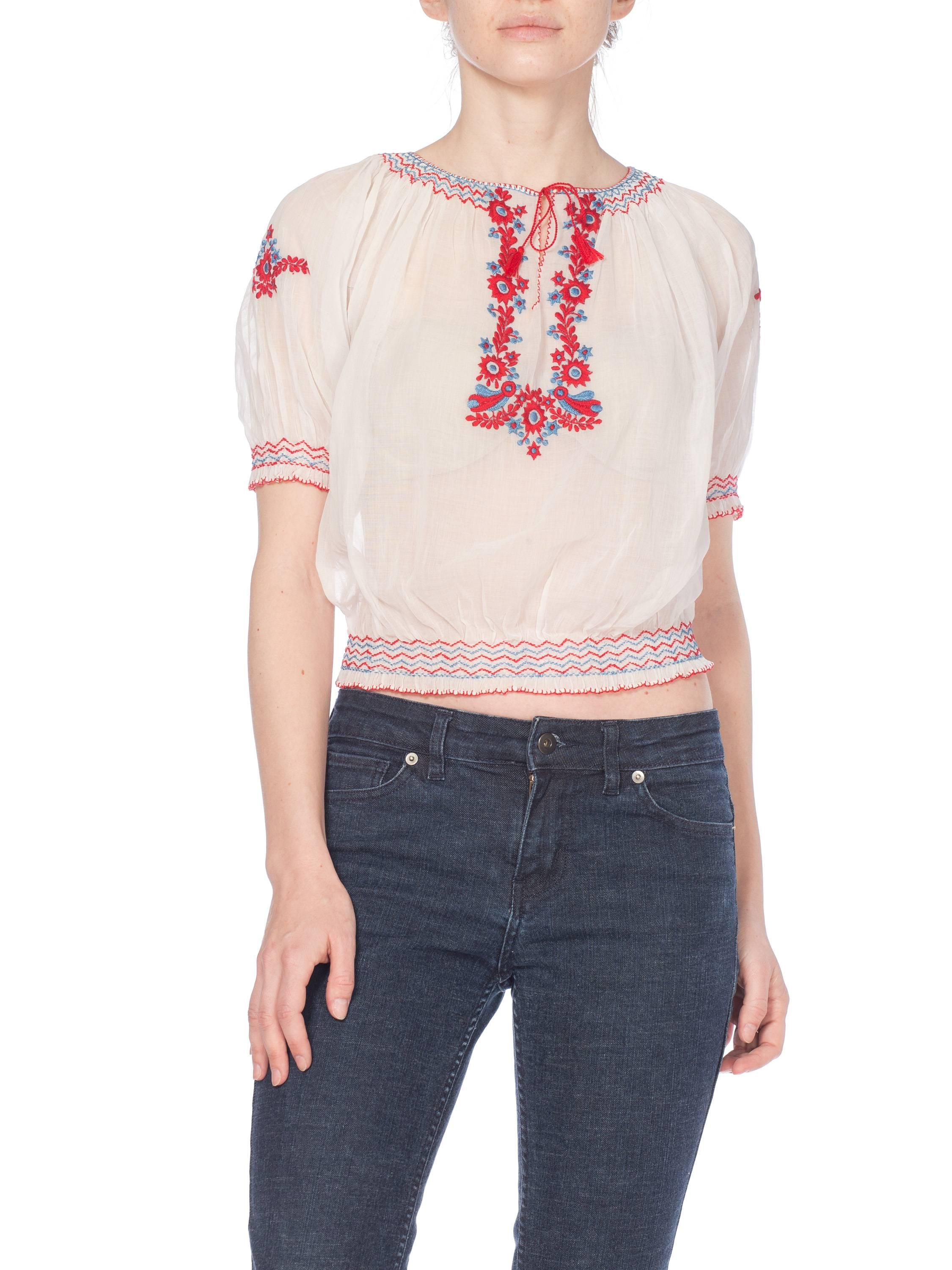 Mid-Century Vintage Hand Embroidered Hungarian Boho Top 9