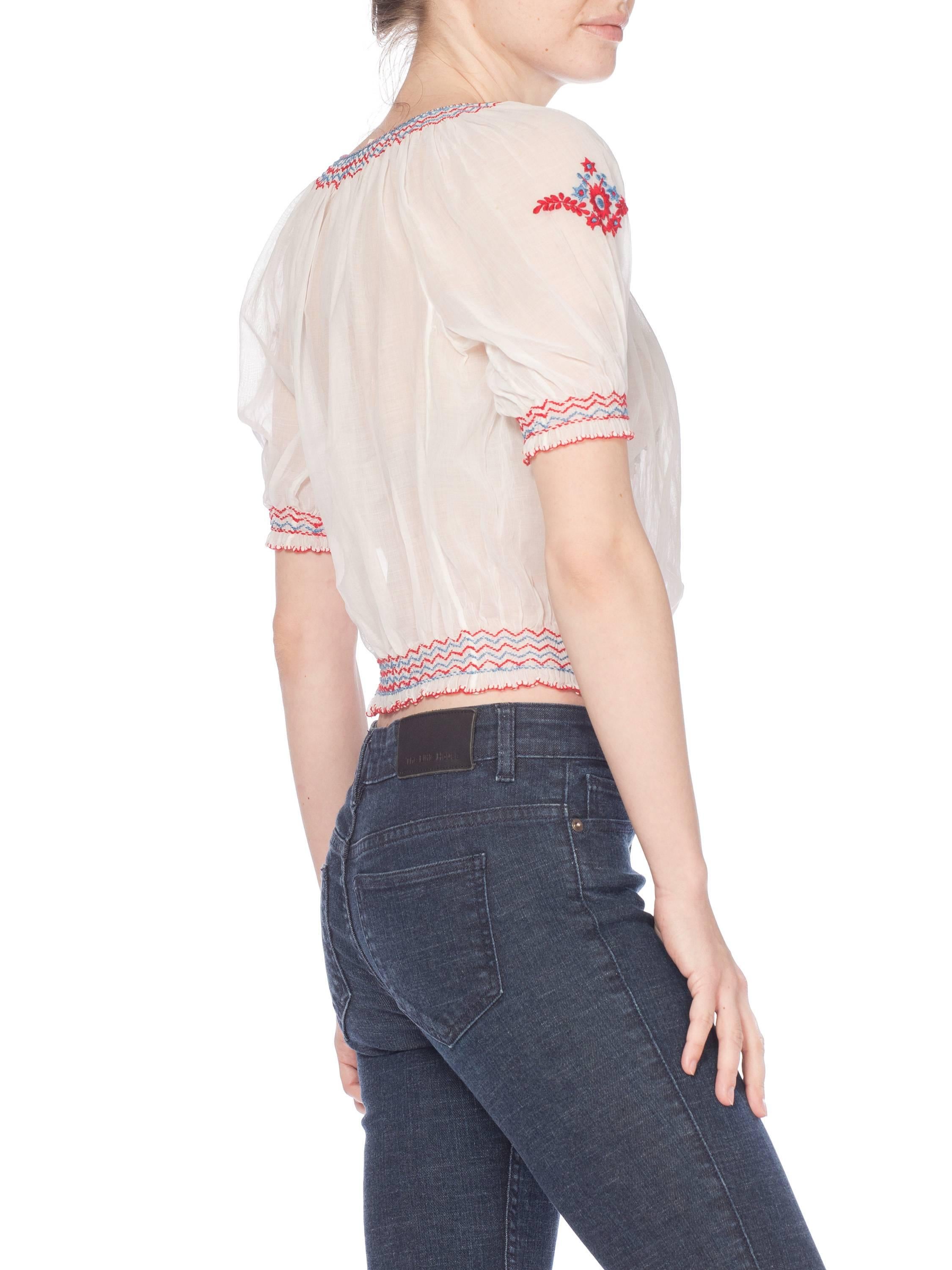 Women's Mid-Century Vintage Hand Embroidered Hungarian Boho Top