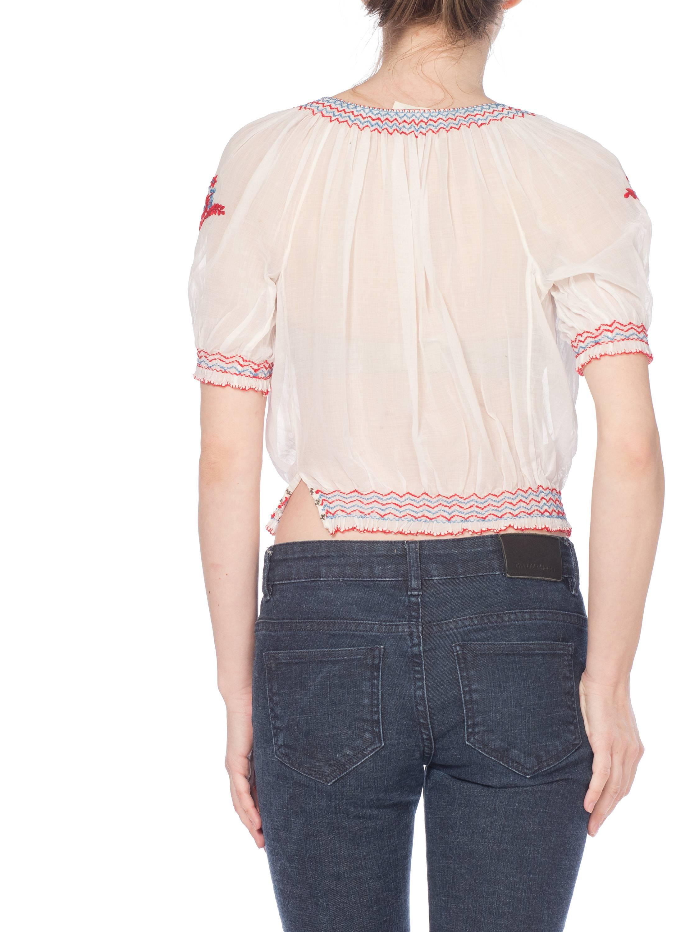 Mid-Century Vintage Hand Embroidered Hungarian Boho Top 1