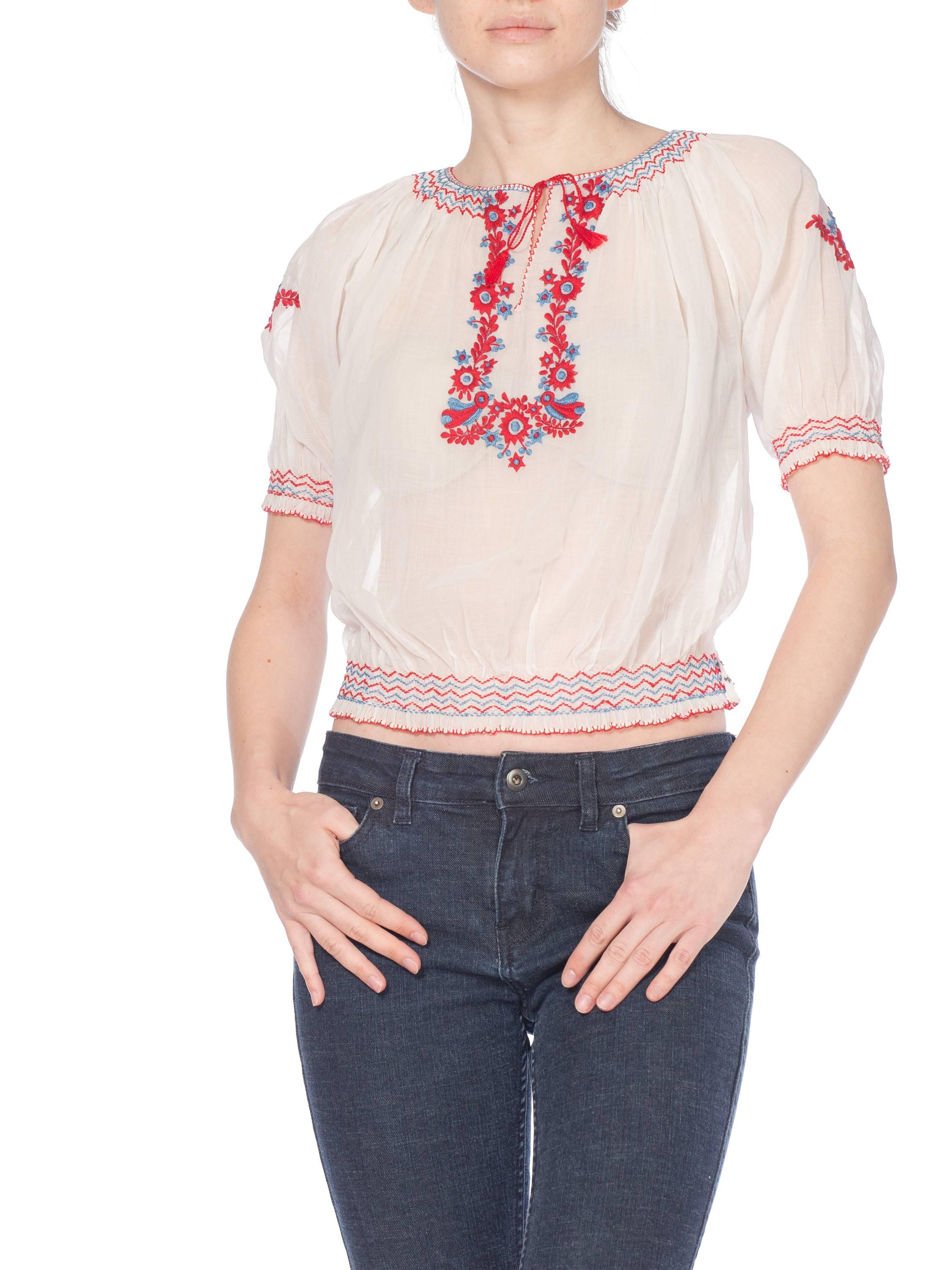 Mid-Century Vintage Hand Embroidered Hungarian Boho Top 2