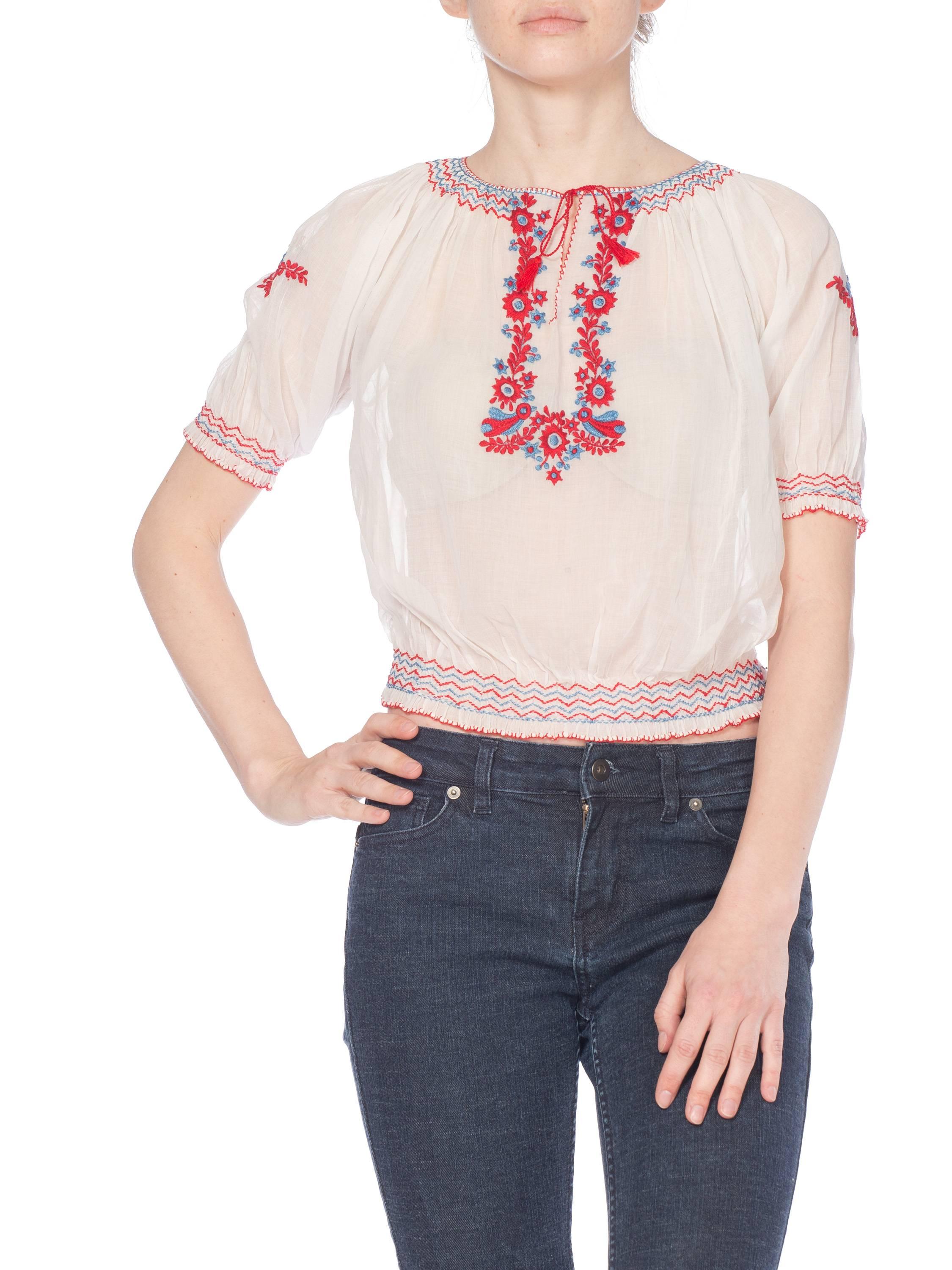 Mid-Century Vintage Hand Embroidered Hungarian Boho Top 3