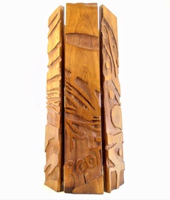 Midcentury Vintage Handmade Walnut Wood Plant Stand