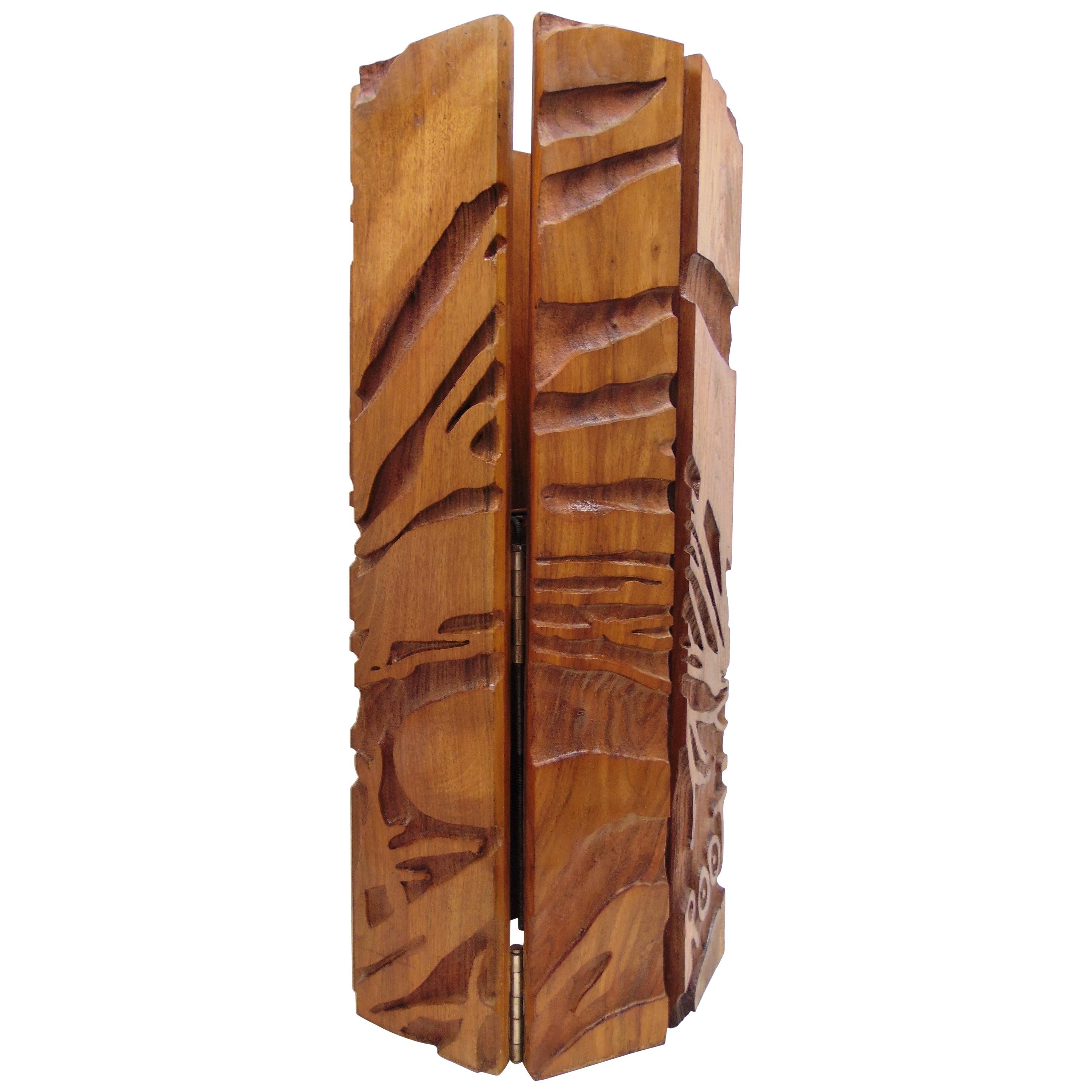 Midcentury Vintage Handmade Walnut Wood Plant Stand For Sale