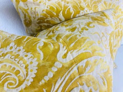 Mid-century vintage hand printed Italian Fortuny pillows/a pair