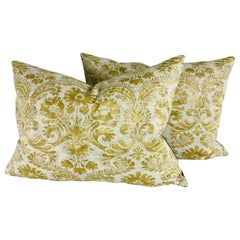 Mid-century vintage hand printed Italian fortuny pillows/a pair