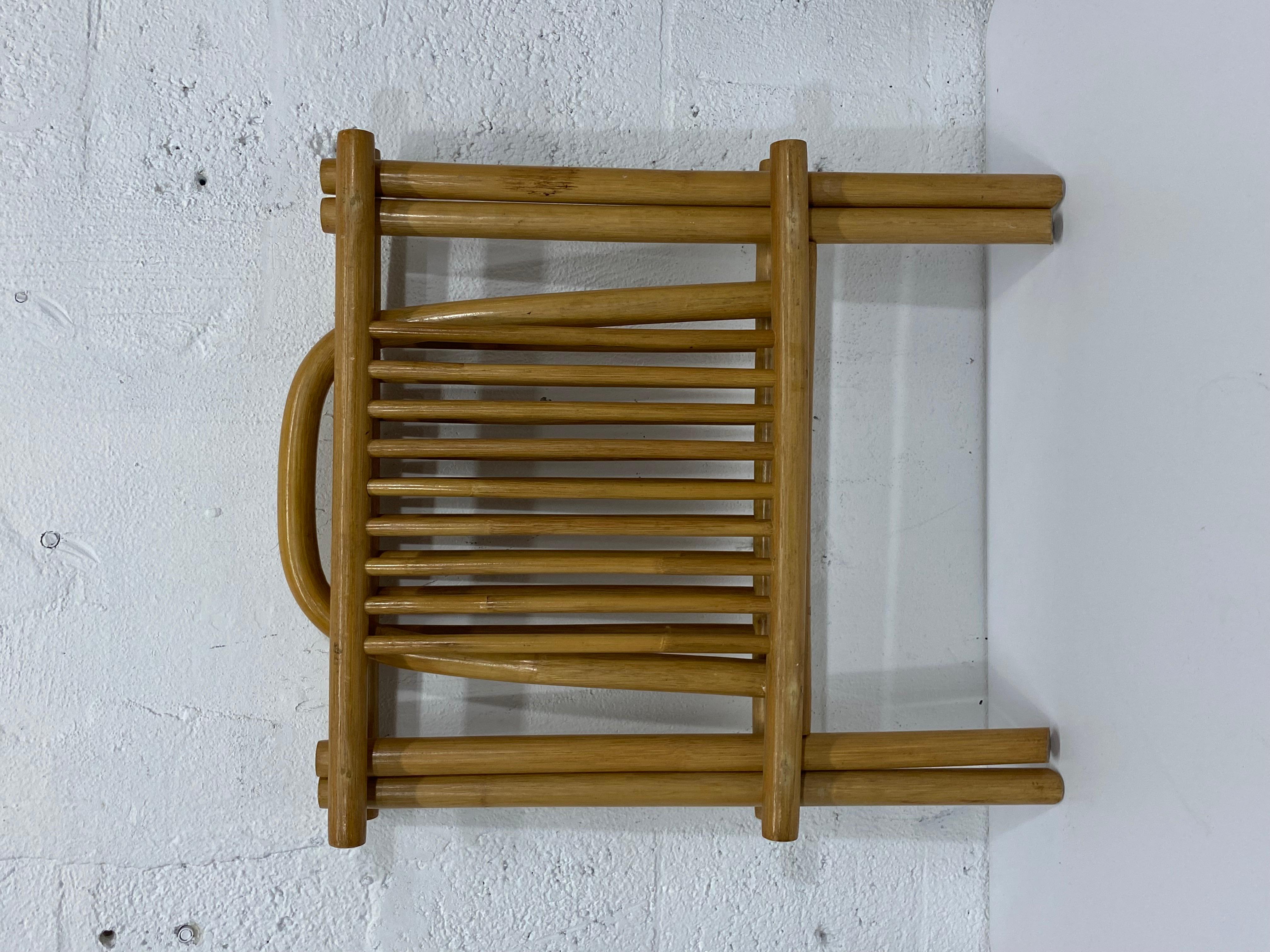 Mid-Century Vintage Handmade Folding Bamboo Magazine Rack For Sale 4