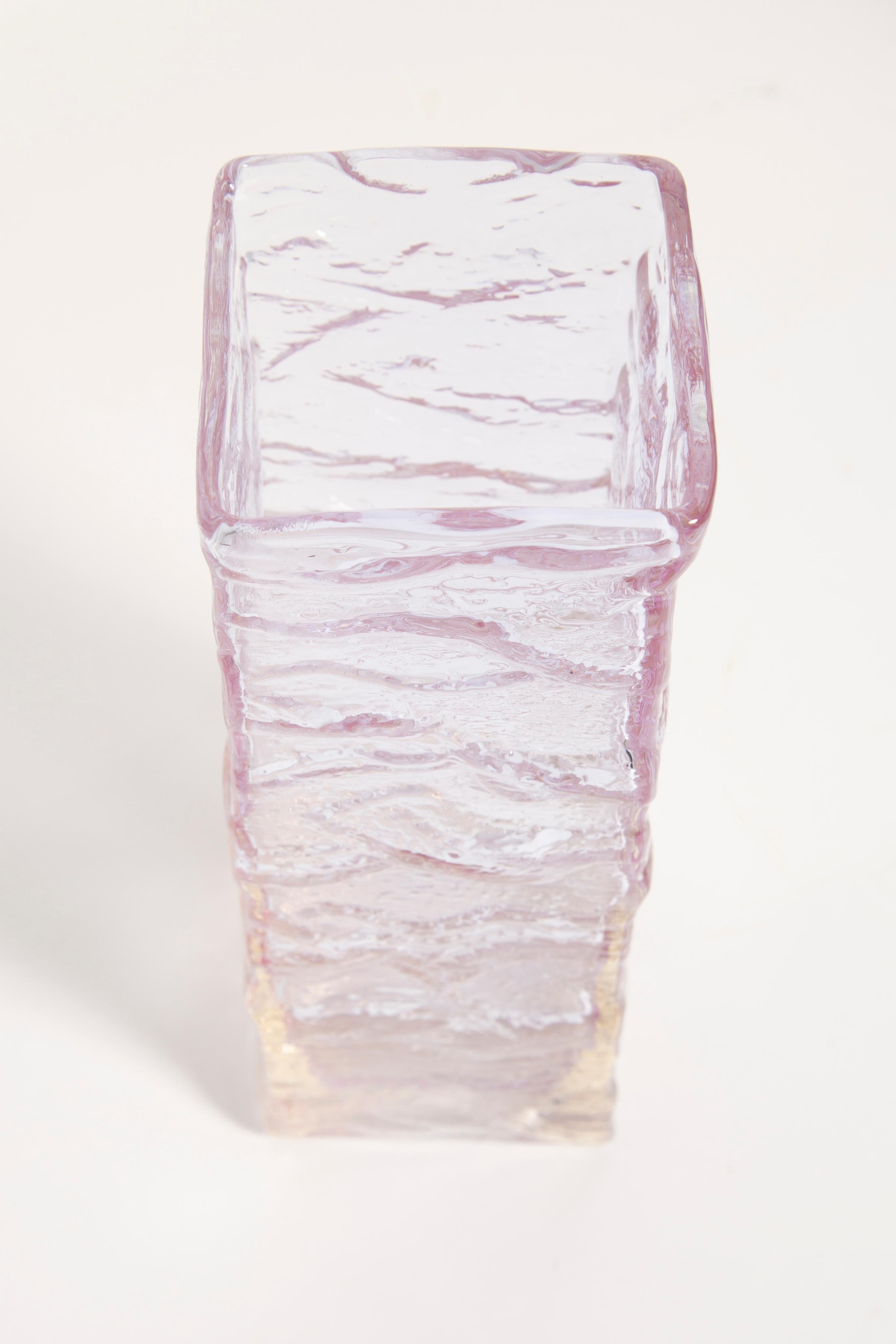 Mid Century Vintage Ice Transparent Vase, Italy, 1960s In Good Condition For Sale In 05-080 Hornowek, PL