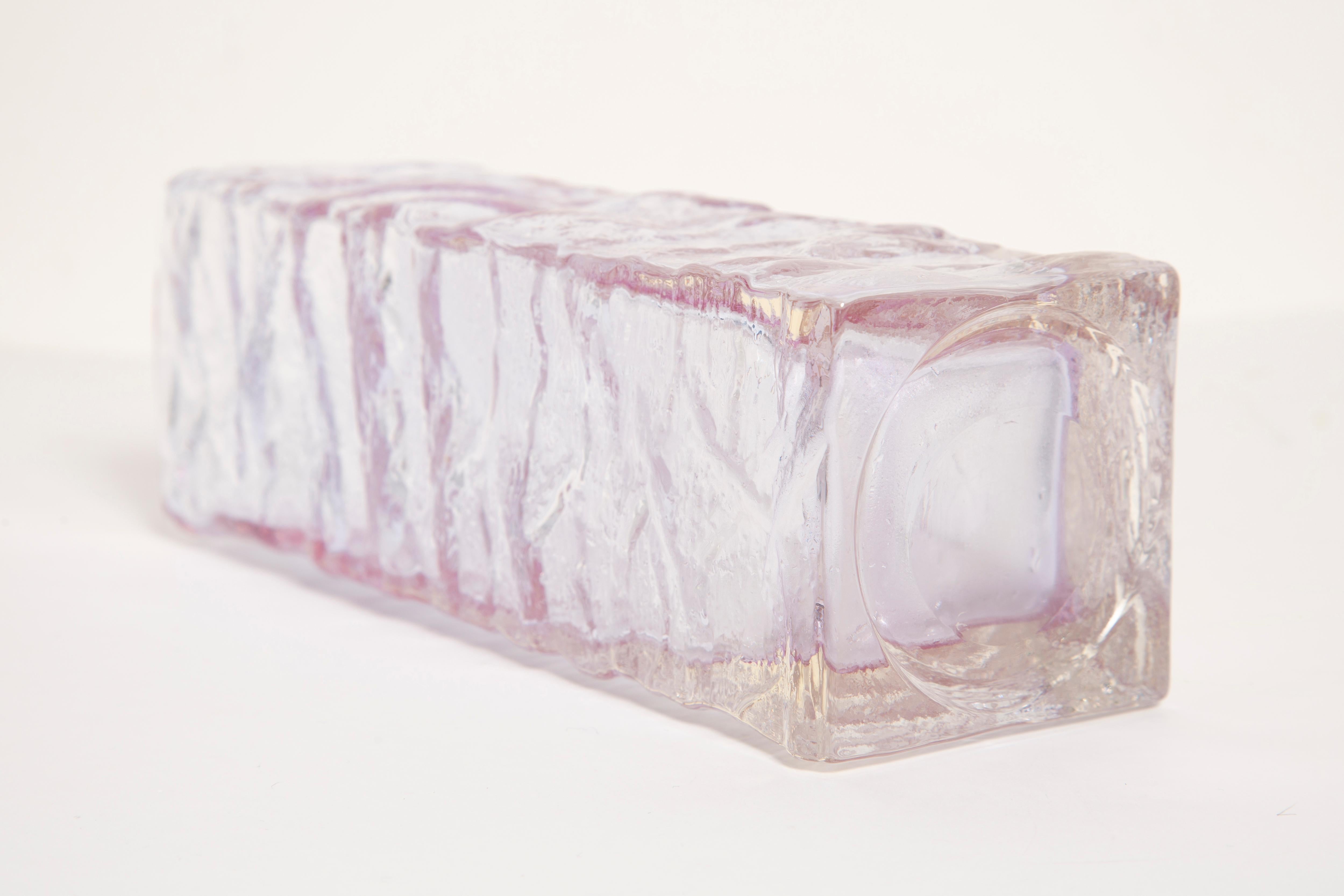 Glass Mid Century Vintage Ice Transparent Vase, Italy, 1960s For Sale