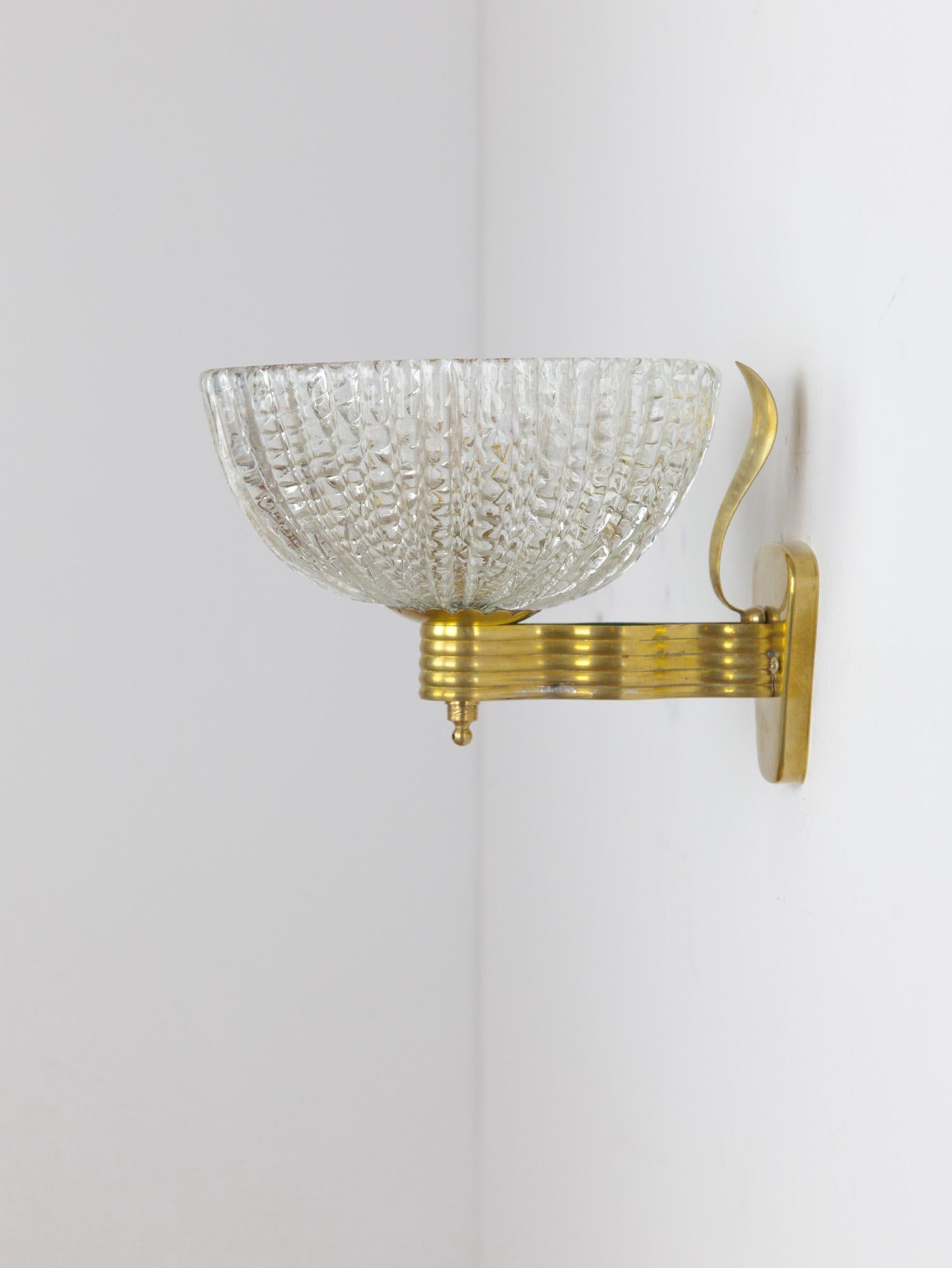 20th Century Mid-Century Vintage Italian Barovier Wavy Wall Light, Murano, 1960s