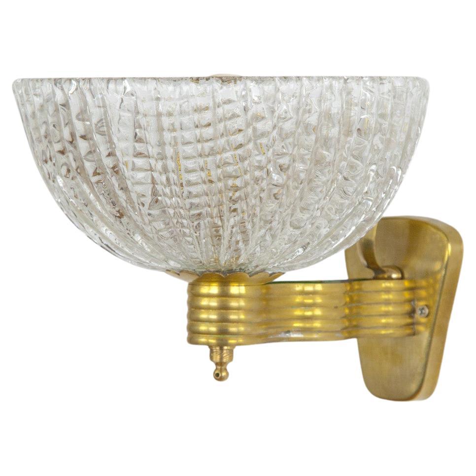 Mid-Century Vintage Italian Barovier Wavy Wall Light, Murano, 1960s For Sale