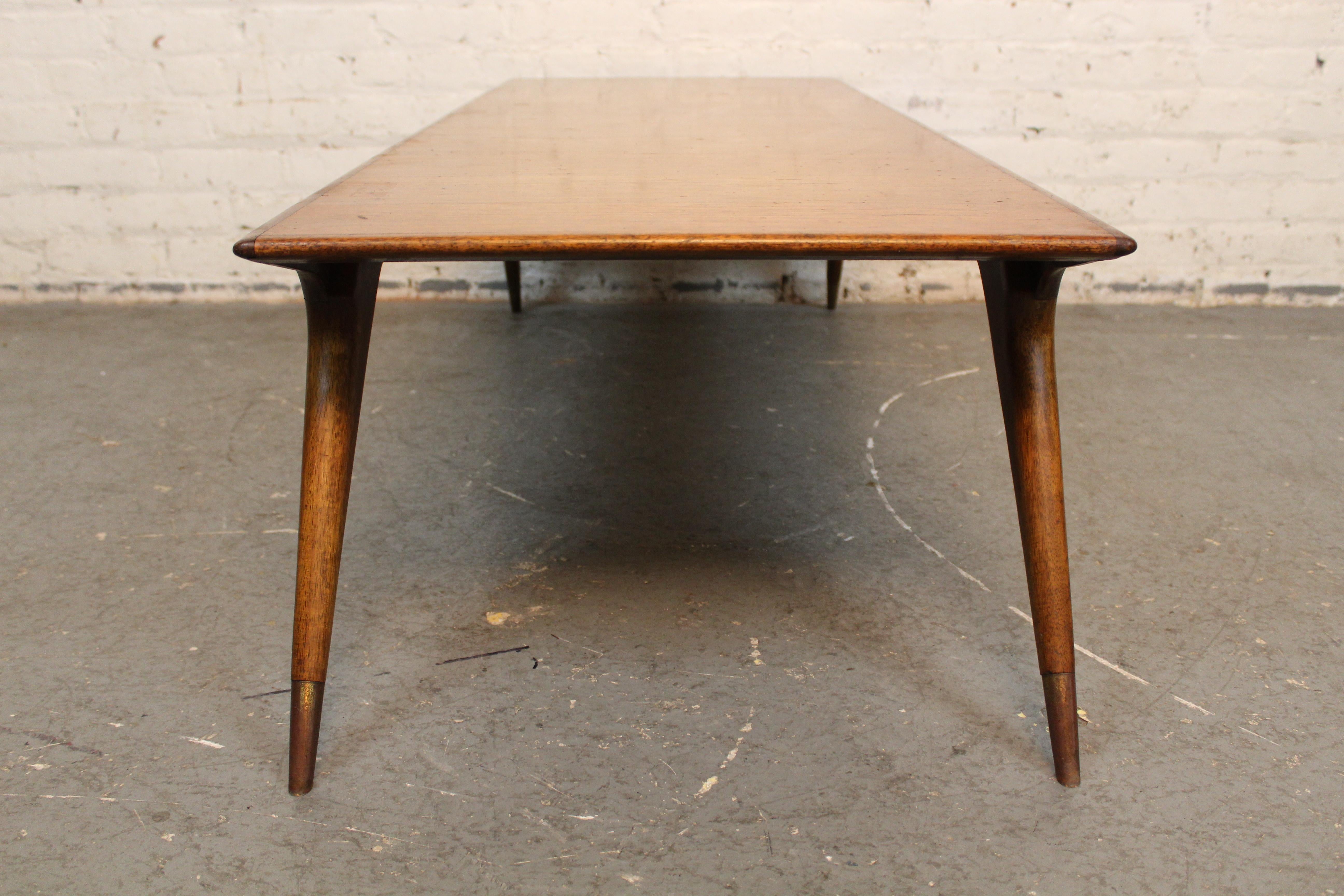Mid-Century Vintage Italienisch Buche & Messing Couchtisch im Angebot 2