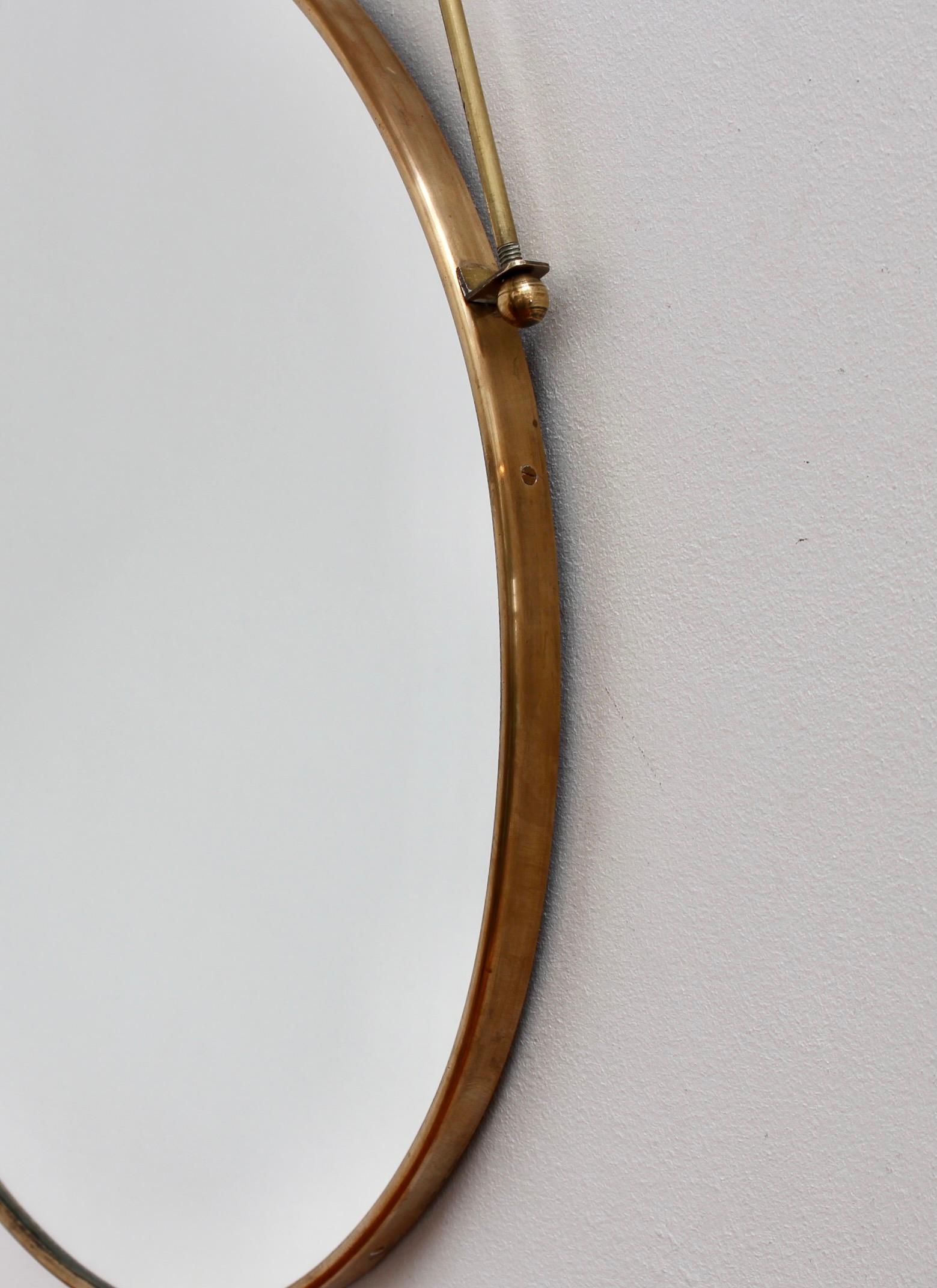 Mid-Century Vintage Italian Brass Mirror with Decorative Hanging Rods, c. 1950s 6