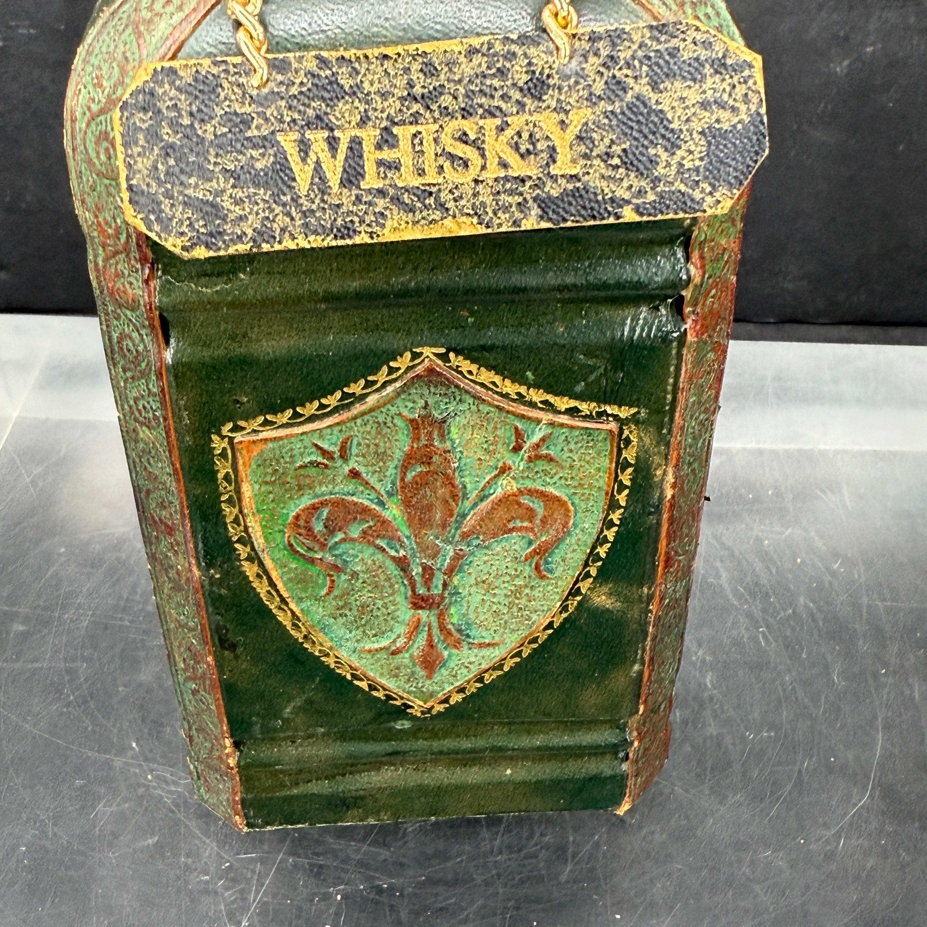 Mid-Century Vintage Italienisch Leder verziert Whisky-Flasche im Angebot 9