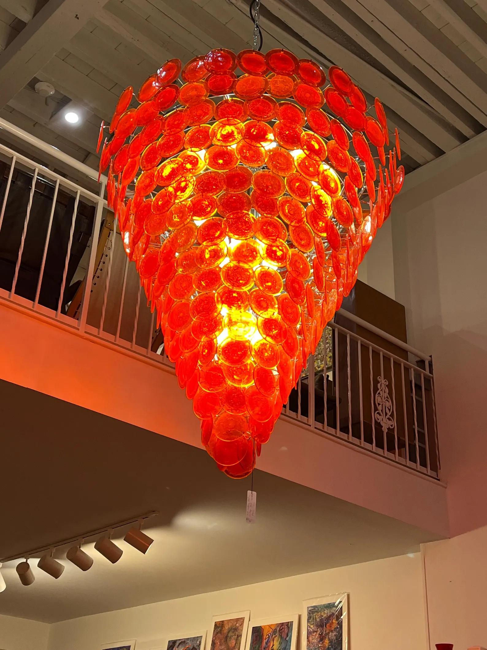 Mid-Century Modern Italian Murano Chandelier 17 tiers, C. 2000 For Sale