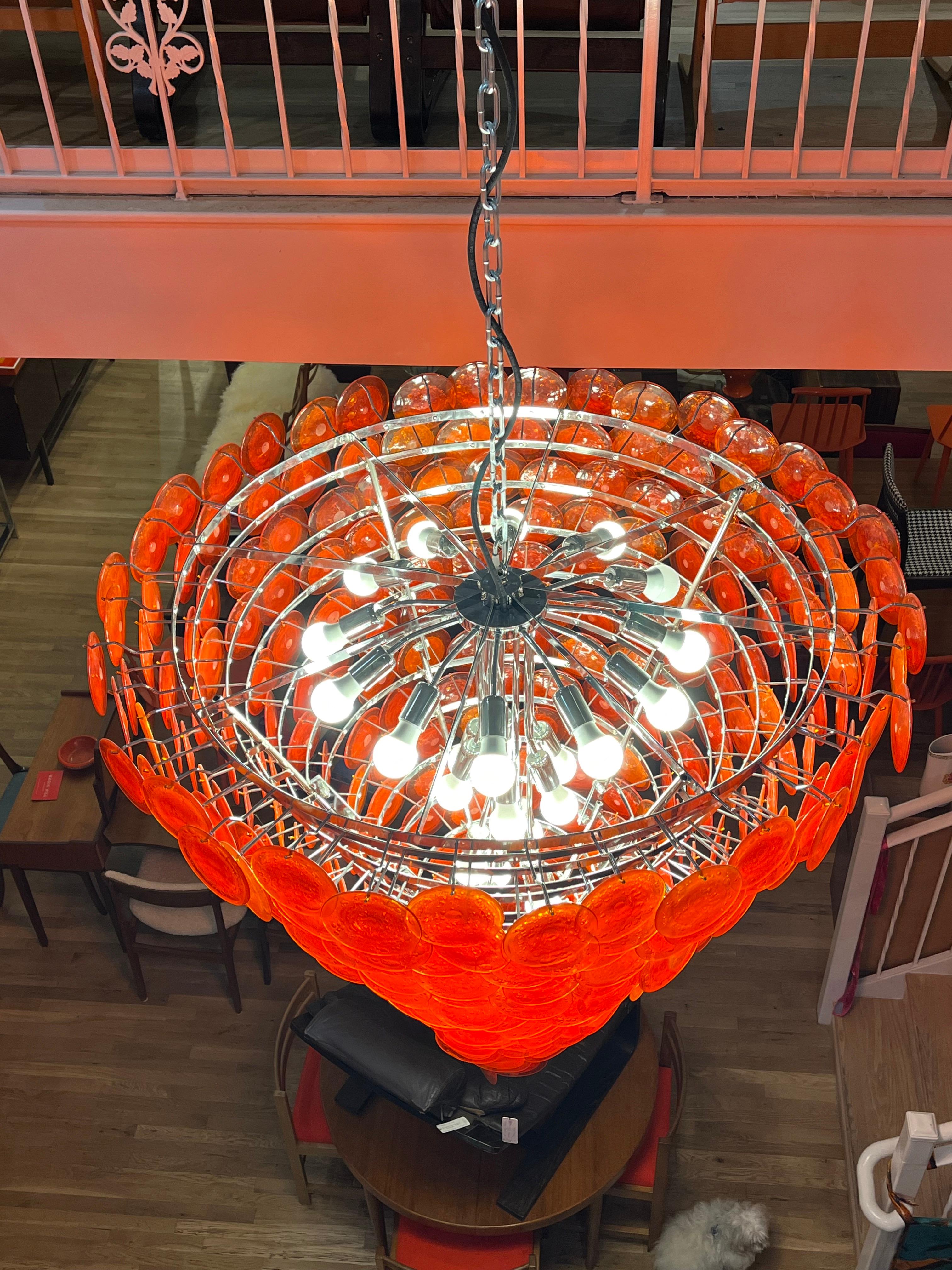 Mid Century vintage Italian Murano Glass Chandelier For Sale 1