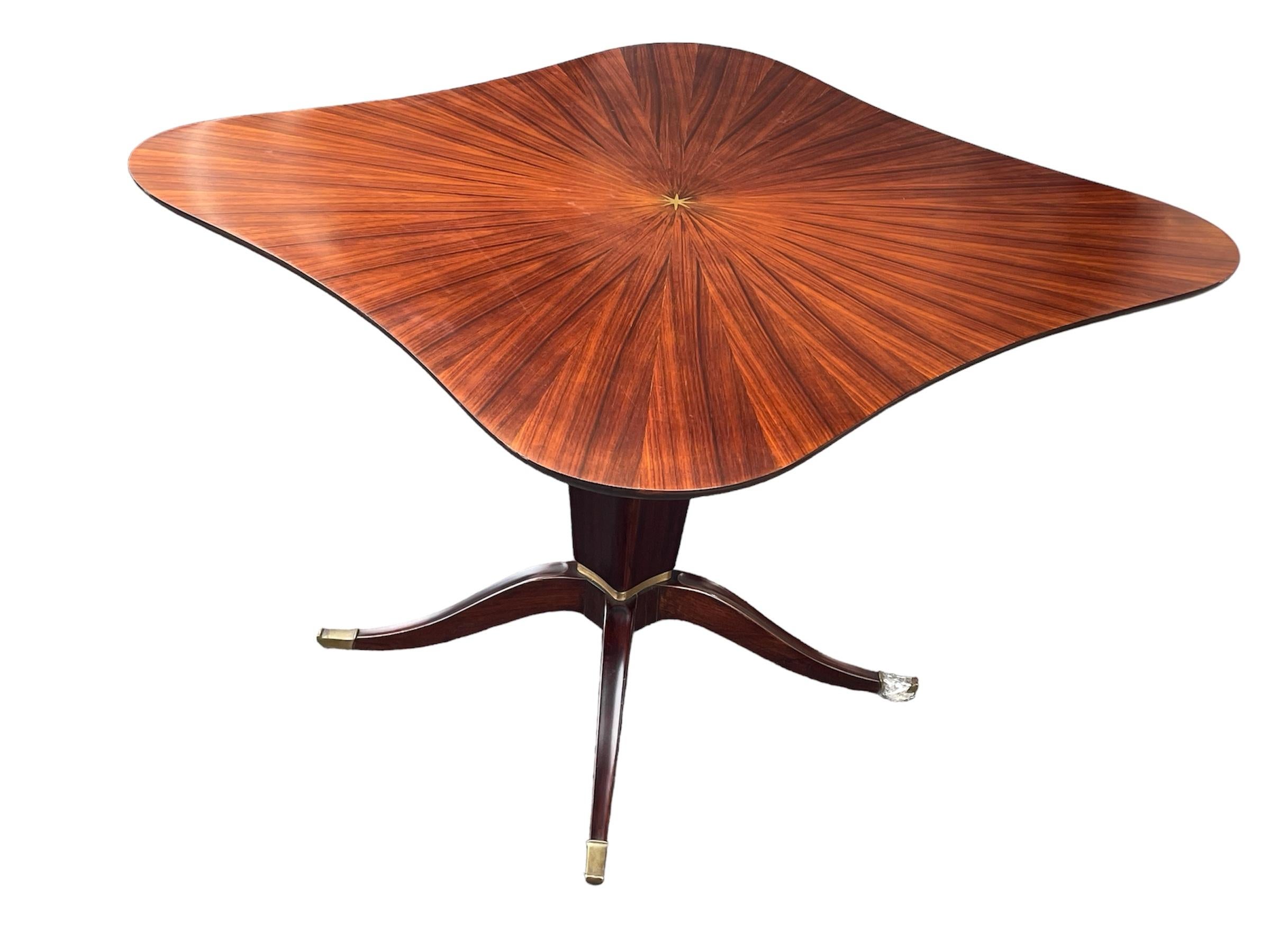 Polished Mid Century Vintage Italian Paolo Buffa Rosewood Dining Table Set Chairs 1950s For Sale