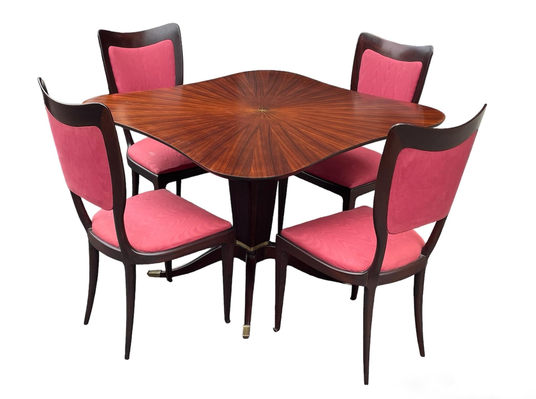 20th Century Mid Century Vintage Italian Paolo Buffa Rosewood Dining Table Set Chairs 1950s For Sale