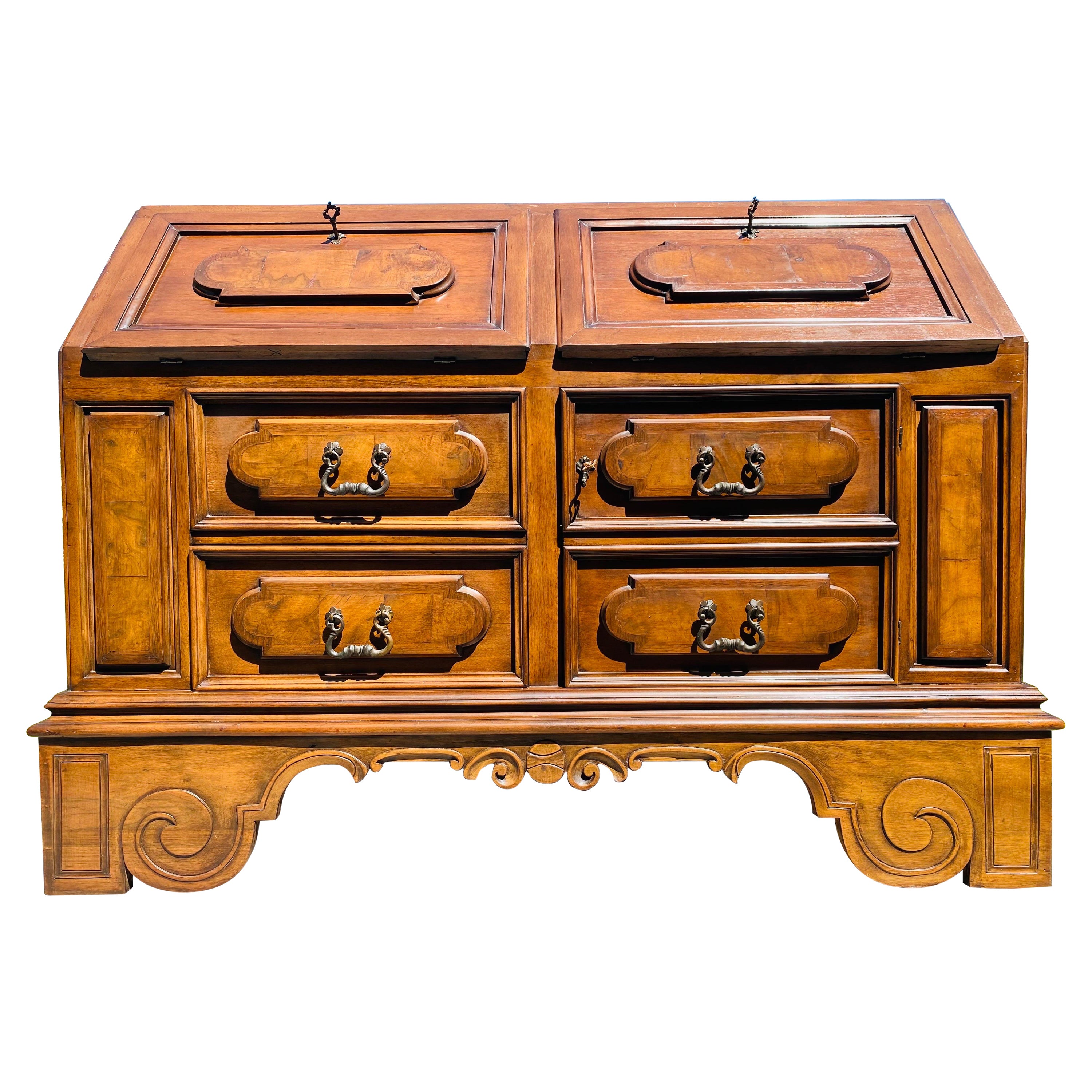 Mid century vintage Italian renaissance revival secretaries desk