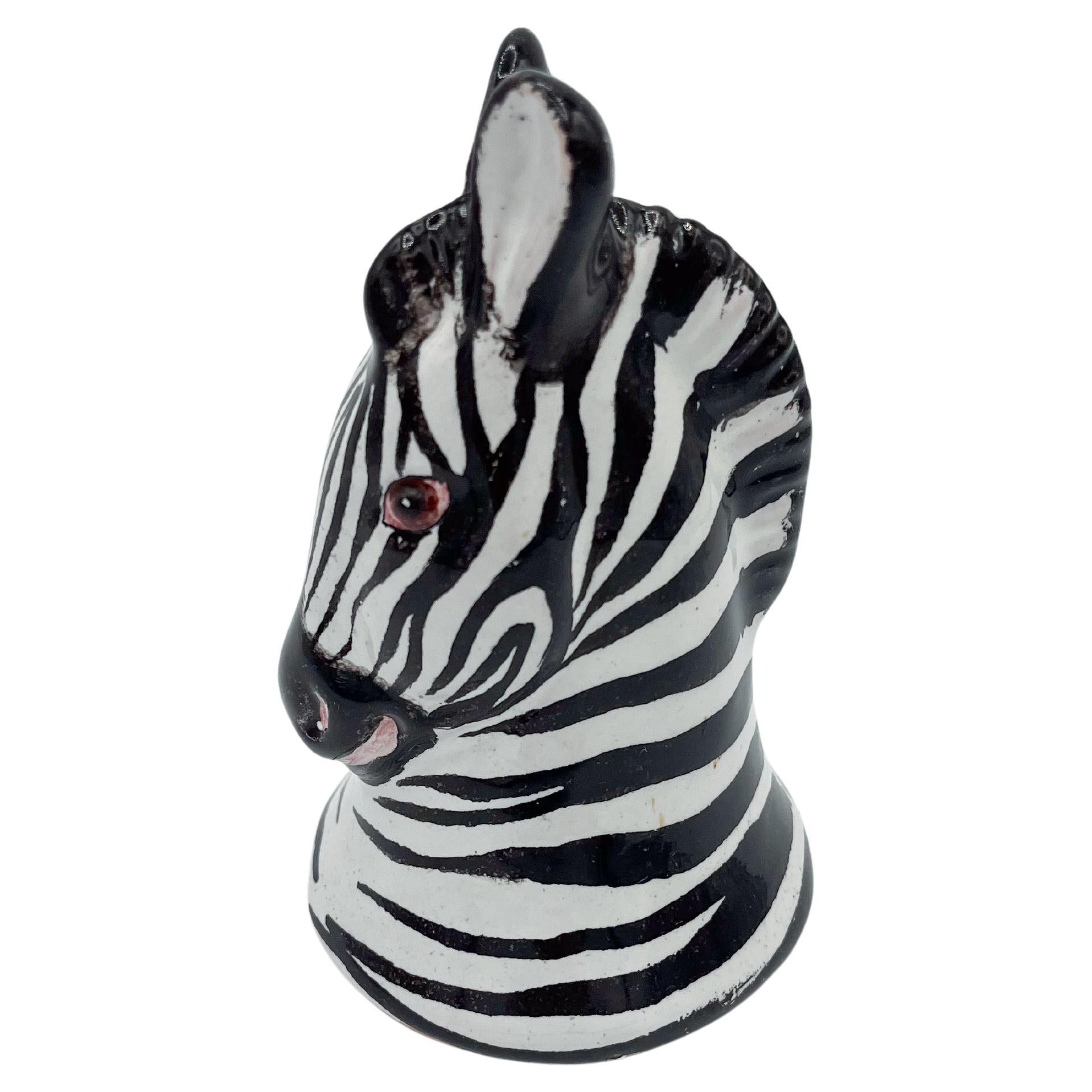 Mid Century Vintage Italian Terracotta Zebra Glazed Bell Accessory 1970s