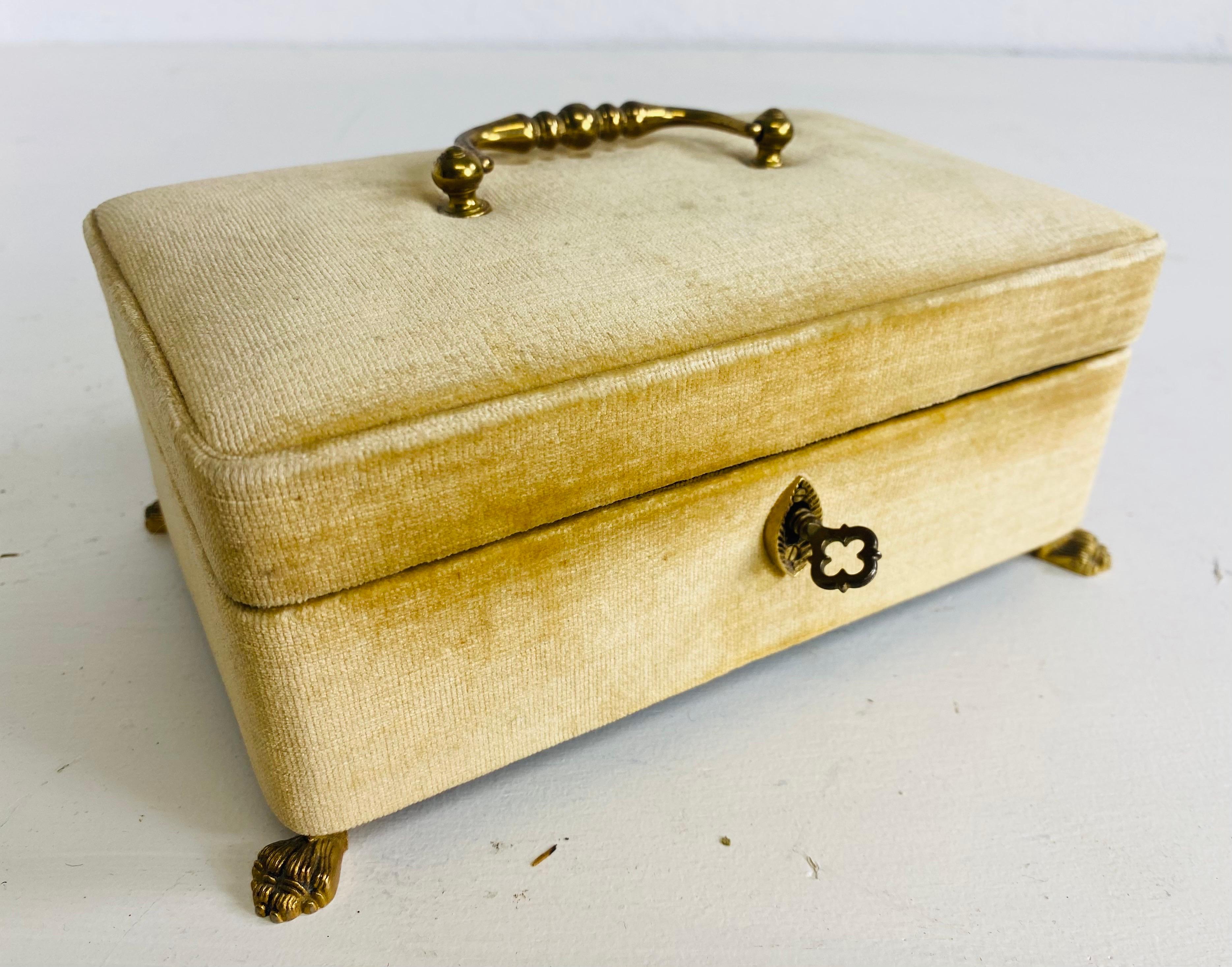 Hand-Crafted Mid-century vintage Italian velvet covered jewelry box