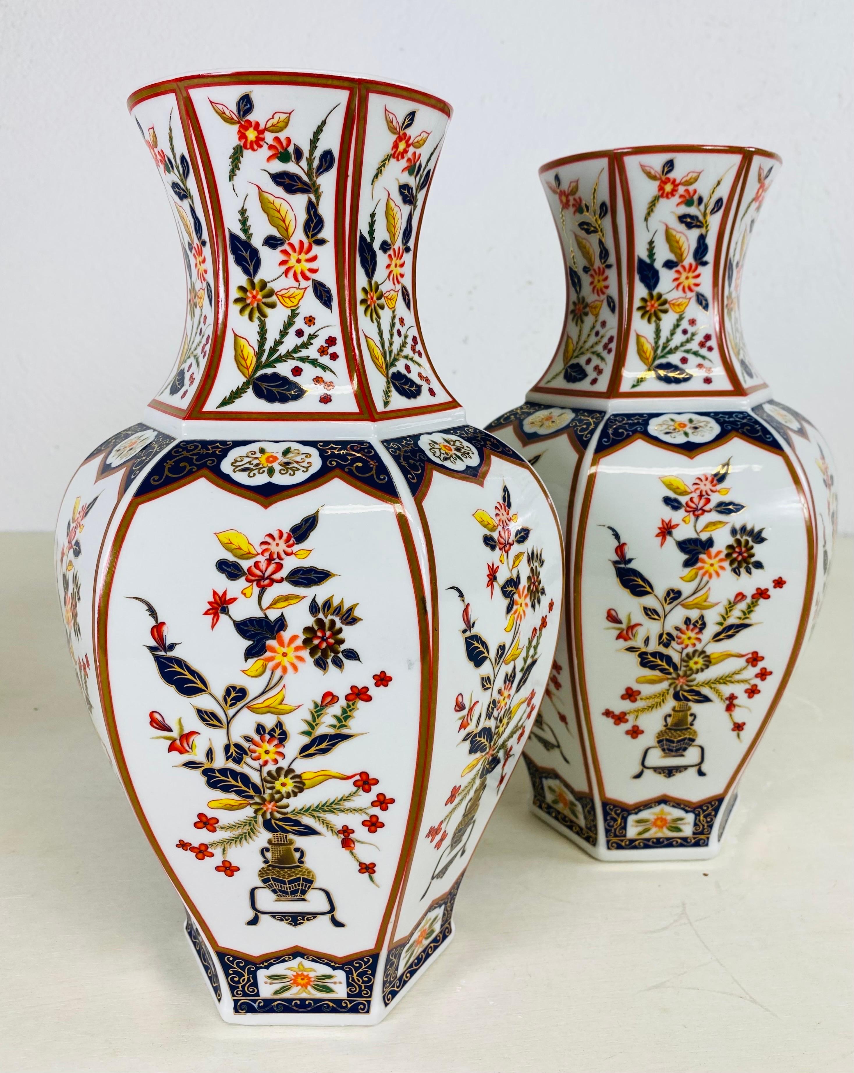 Late 20th Century Midcentury Vintage Japanese Export Porcelain Imari Vases/ a Pair For Sale