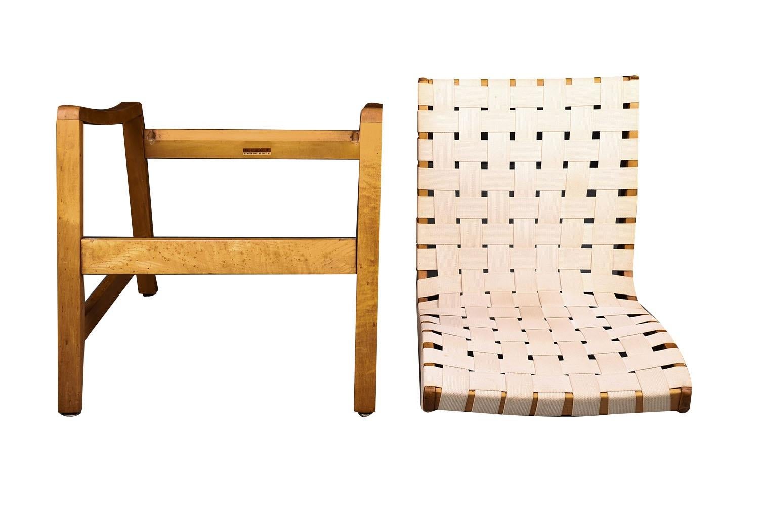 Mid-20th Century Mid-Century Vintage Jens Risom Knoll Webbed Armchair For Sale