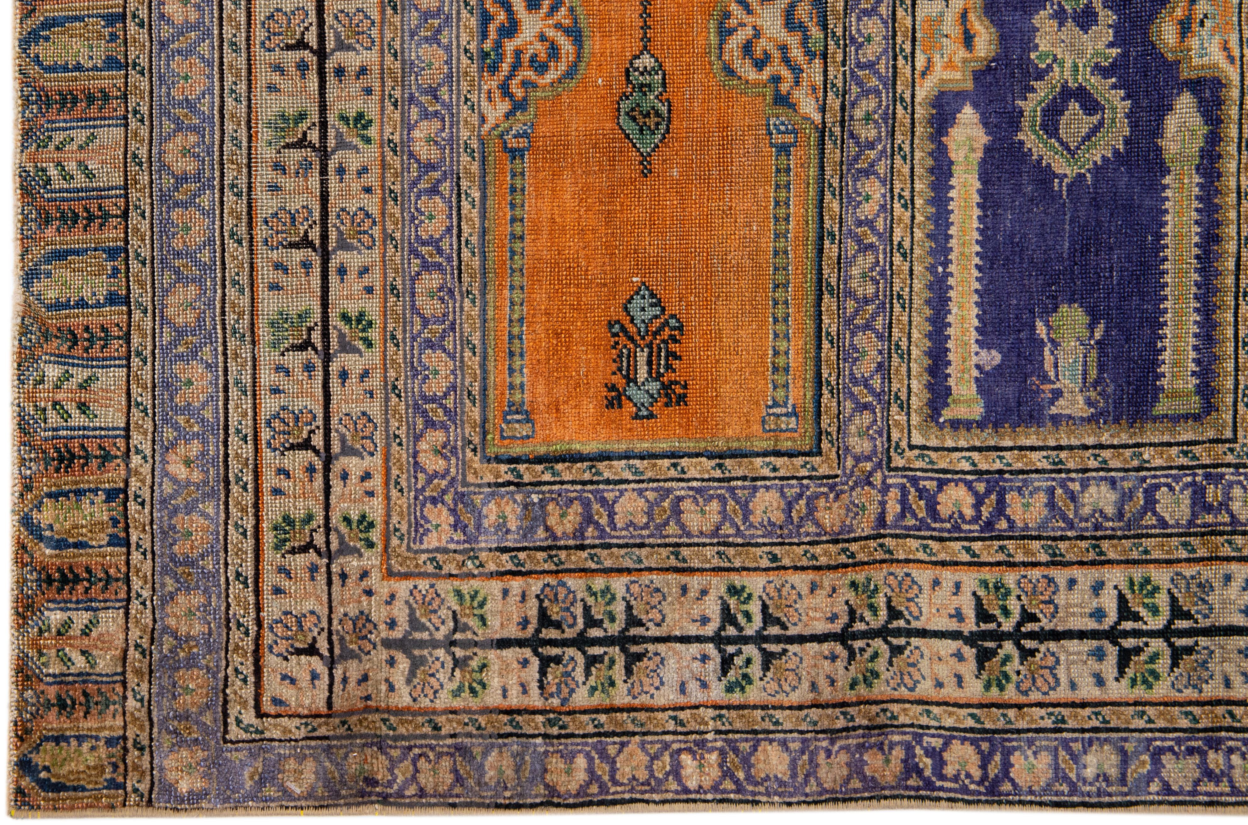 Turkish Midcentury Vintage Kasari Silk Runner Handmade with Allover Multicolor Motif For Sale