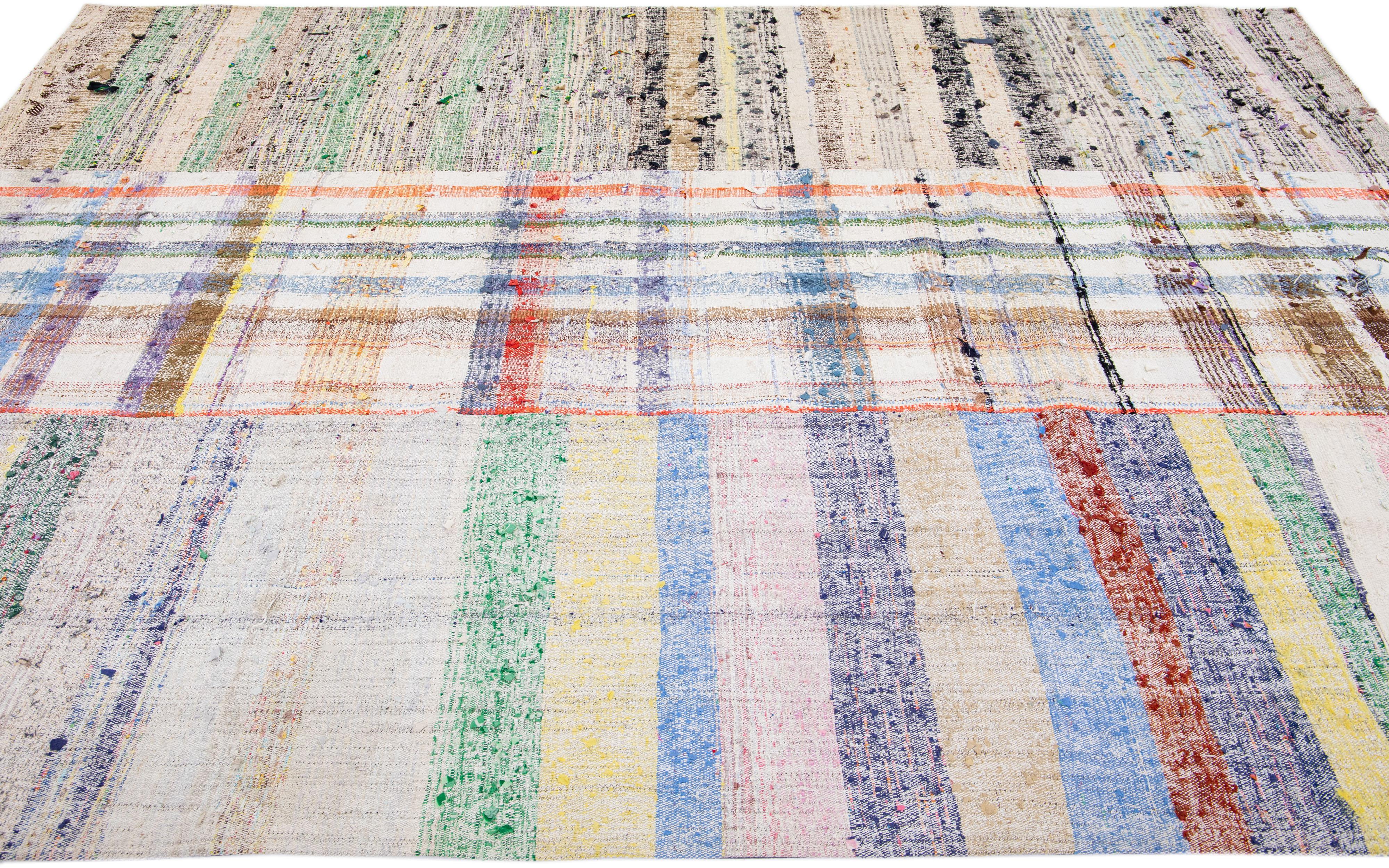 Mid-Century Vintage Kilim Multicolor Handmade Patchwork  Wool Rug  For Sale 1