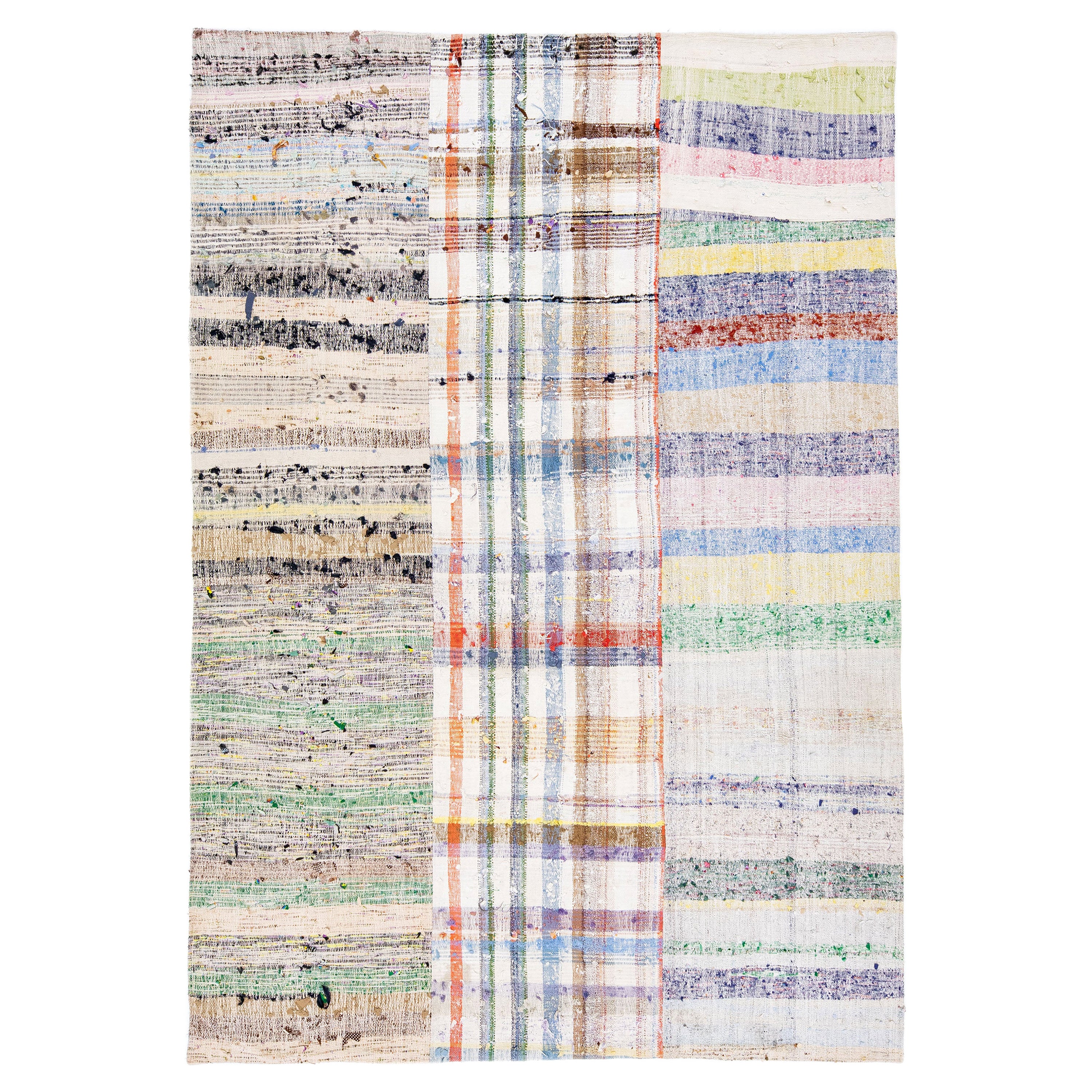 Kilim multicolore patchwork fait à la main du milieu du siècle dernier  Tapis en laine en vente