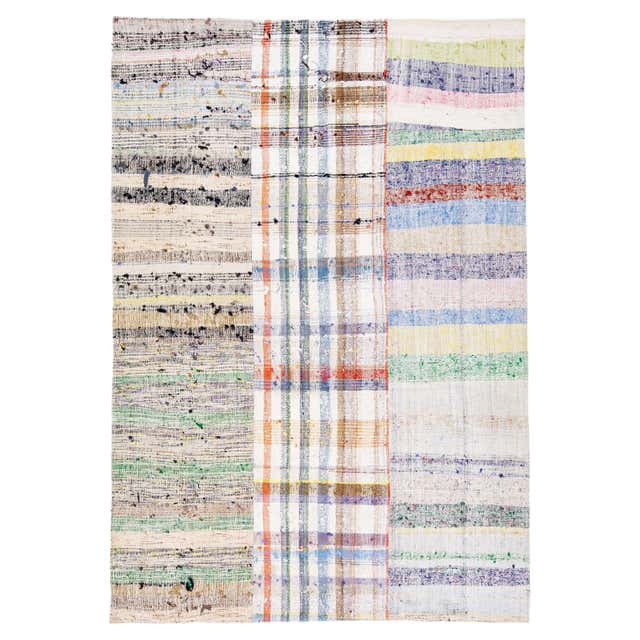 Vintage Turkish Pala Patchwork Kilim Rug, Flat-Weave Rug, Square Rug ...