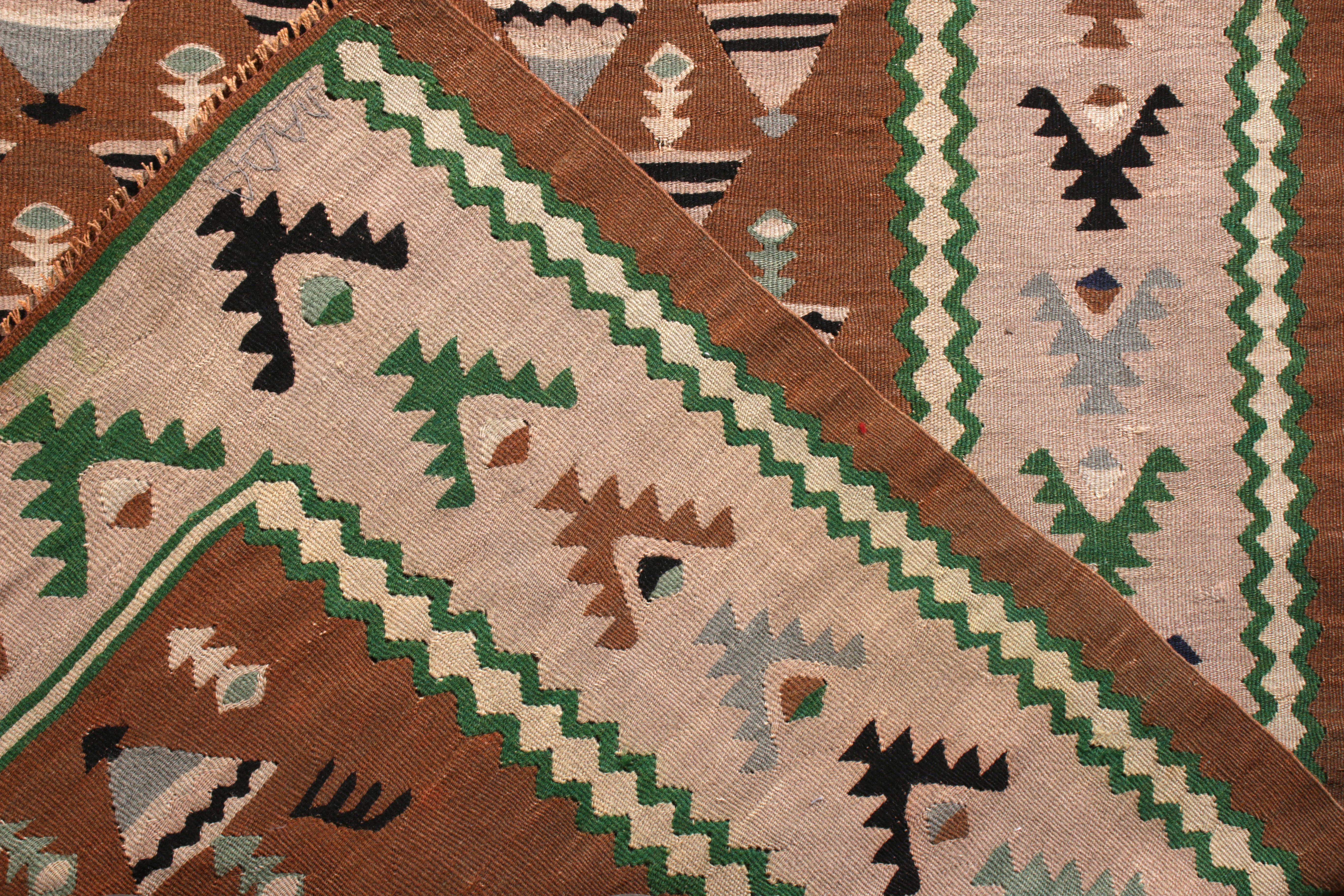 Mid-Century Vintage Kilim Rug in Brown Pink Geometric Pattern by Rug & Kilim In Good Condition For Sale In Long Island City, NY