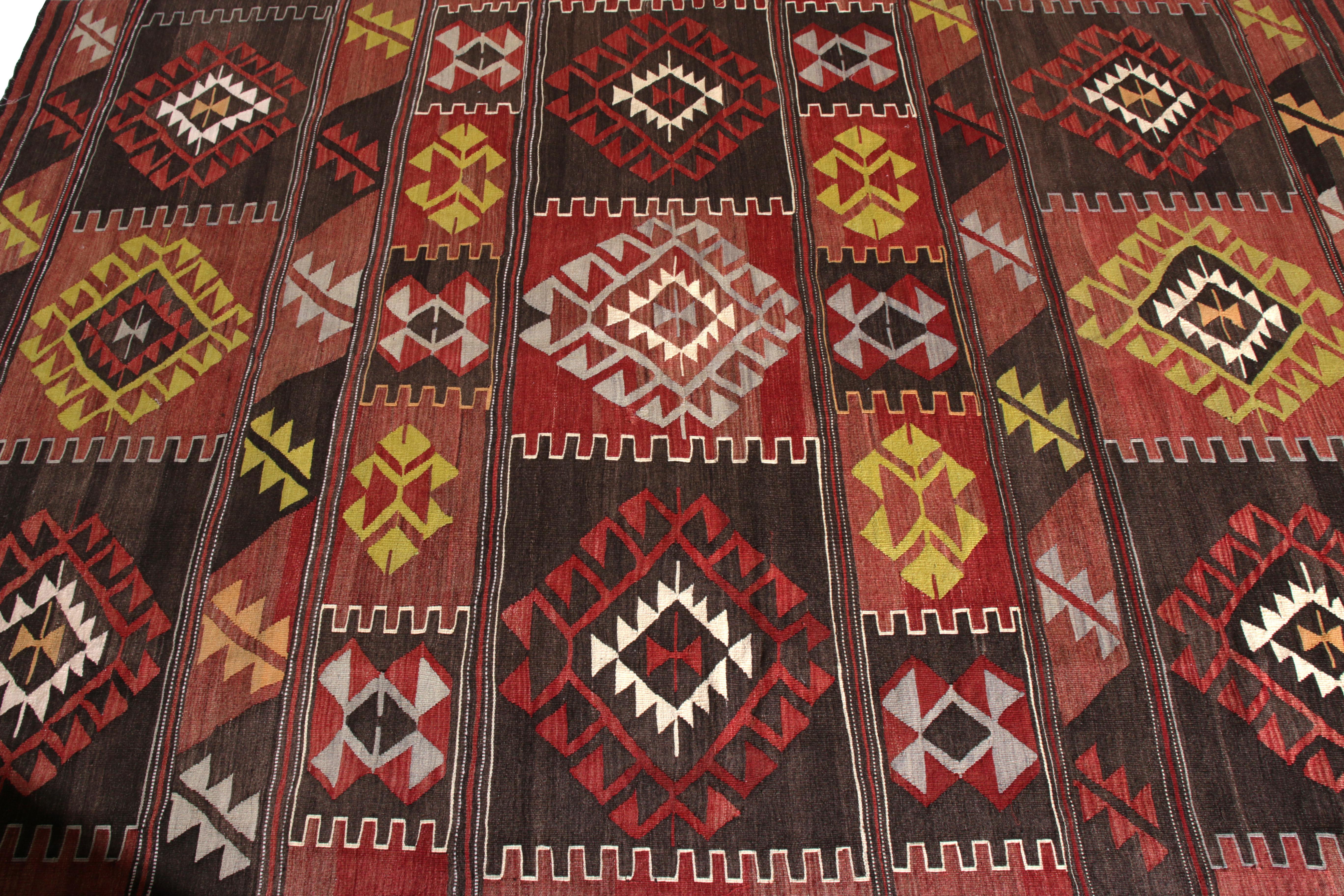 Turkish Midcentury Vintage Kilim Rug Geometric Tribal All-Over Pattern by Rug & Kilim For Sale