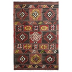 Midcentury Vintage Kilim Rug Geometric Tribal All-Over Pattern by Rug & Kilim