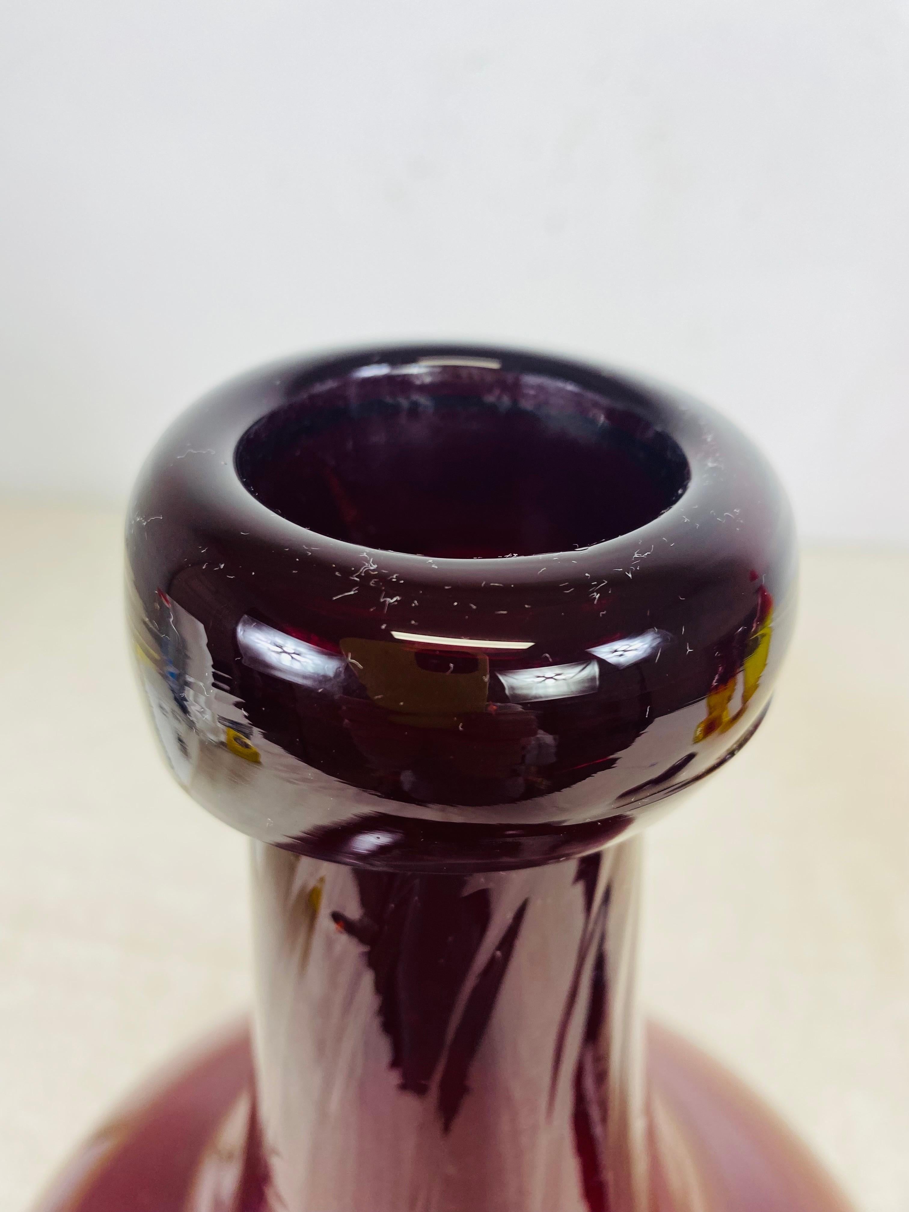 Mid century vintage large Blenko Handblown ruby red jar with stopper In Good Condition For Sale In Allentown, PA