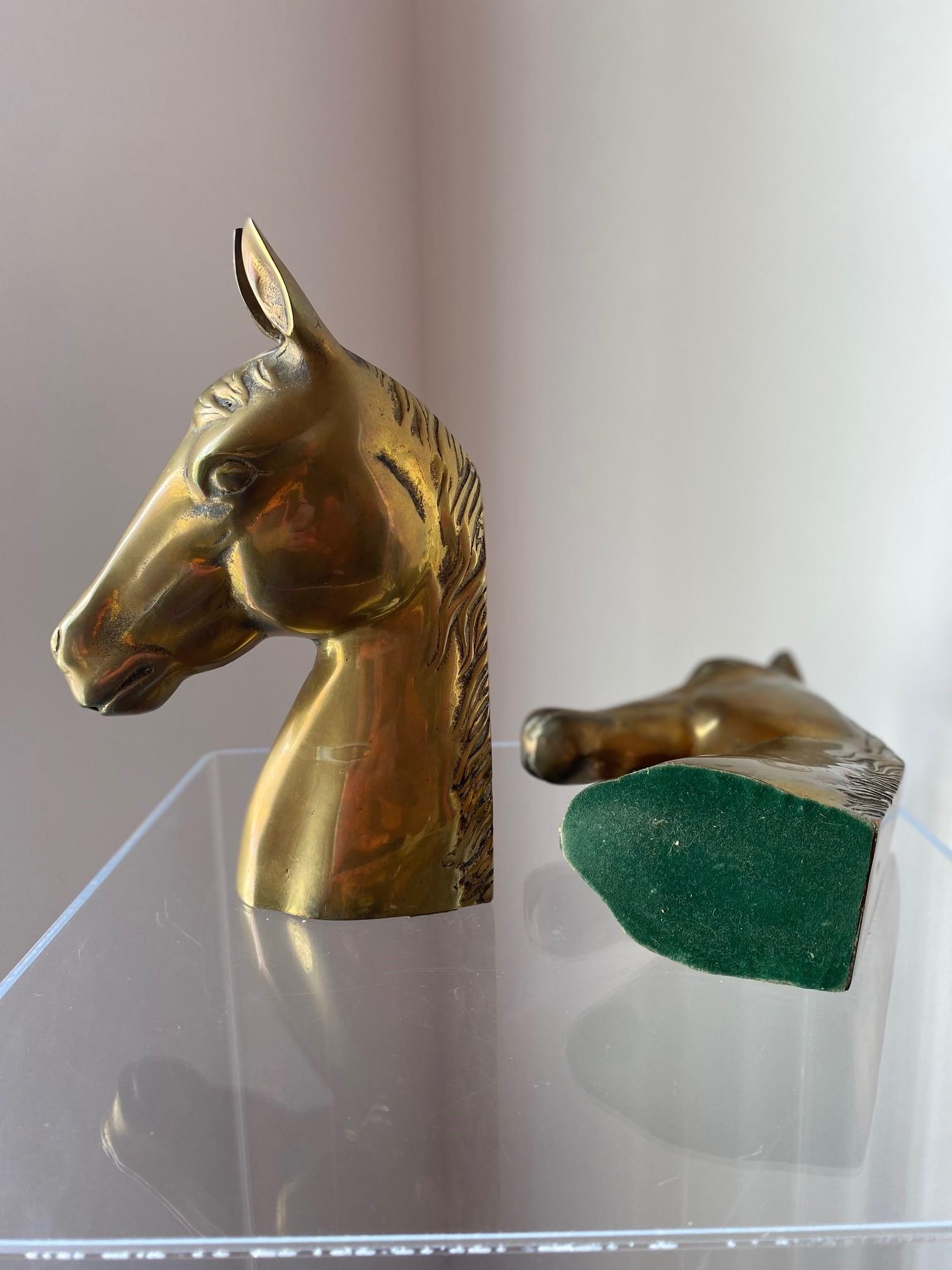 Mid-20th Century Mid-Century Vintage Large Brass Horse Head Bookends