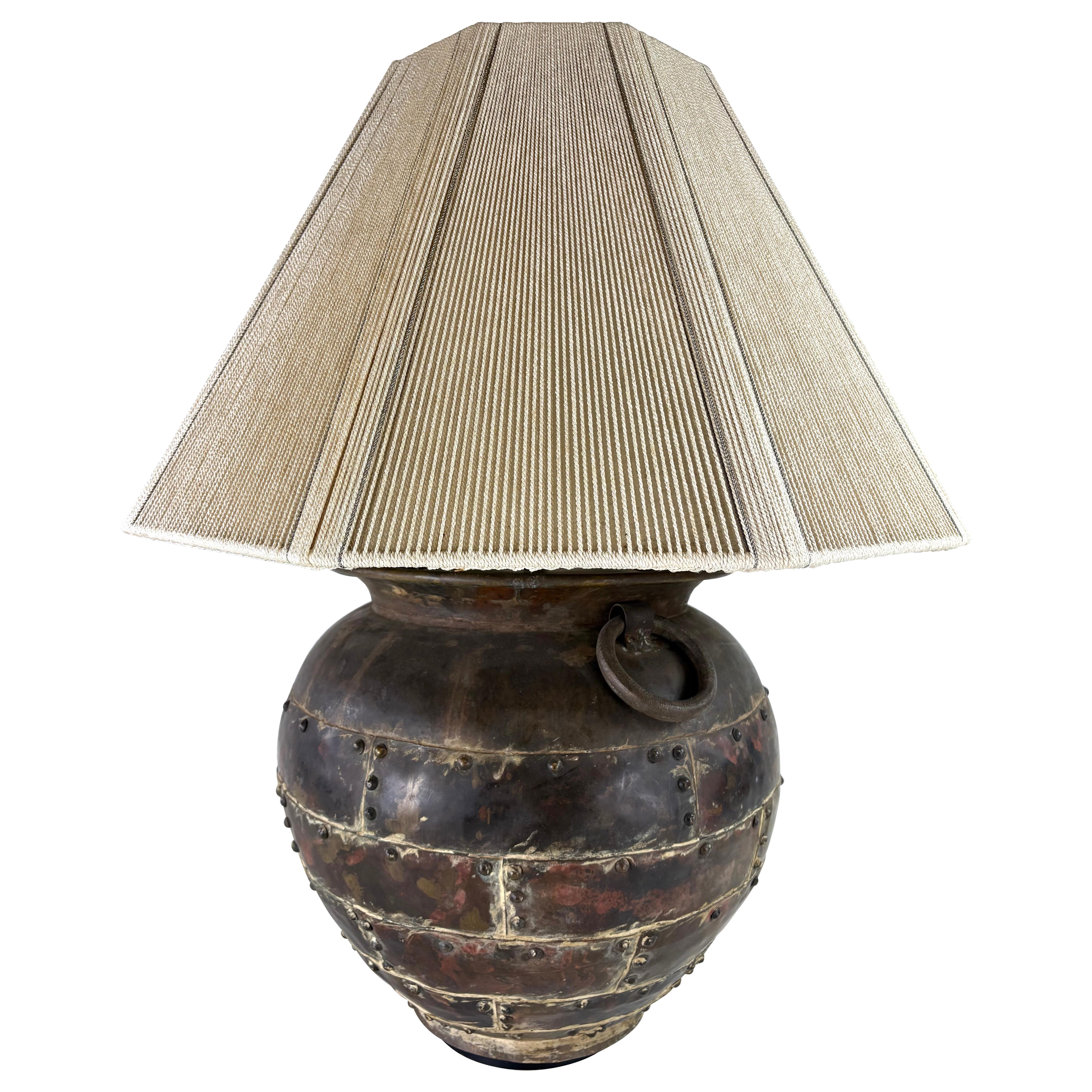 Mid-century vintage large rustic table lamp by Chapman For Sale