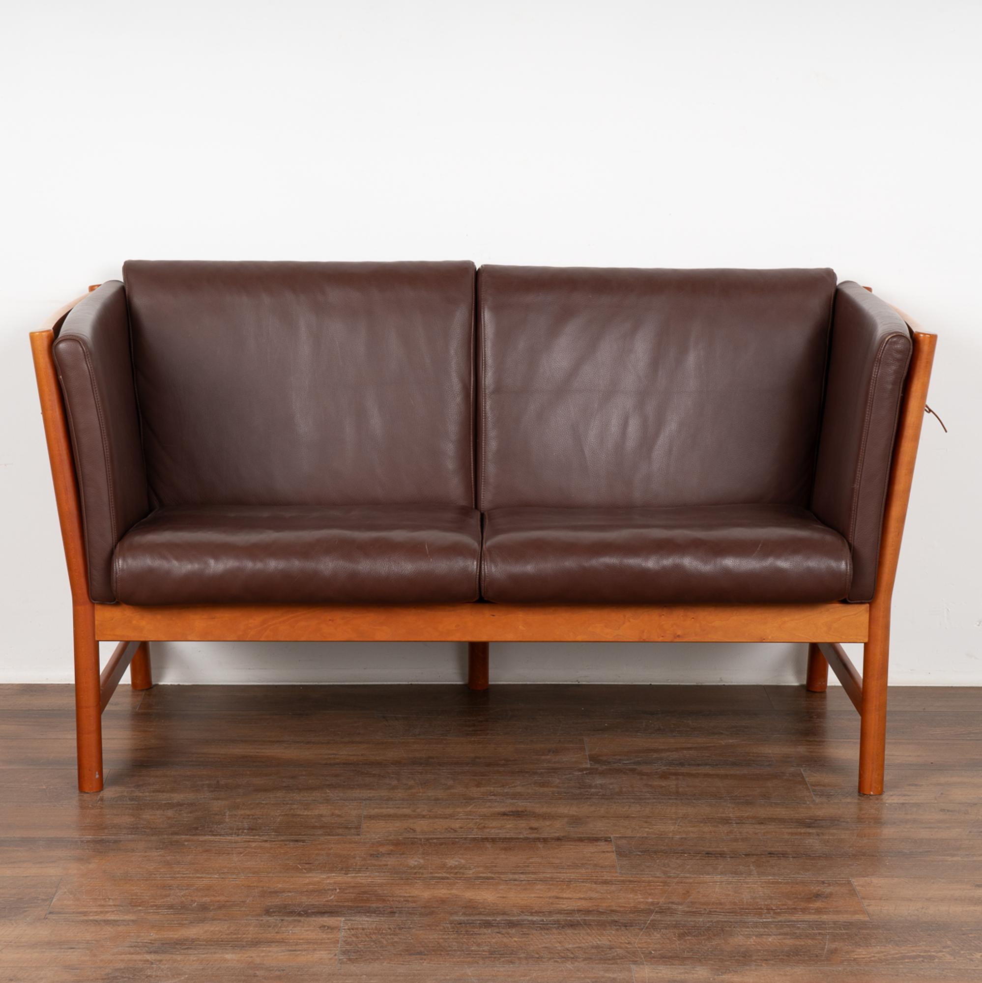 Mid-Century Modern Mid Century Vintage Leather Two Seat Sofa, Denmark circa 1960-70
