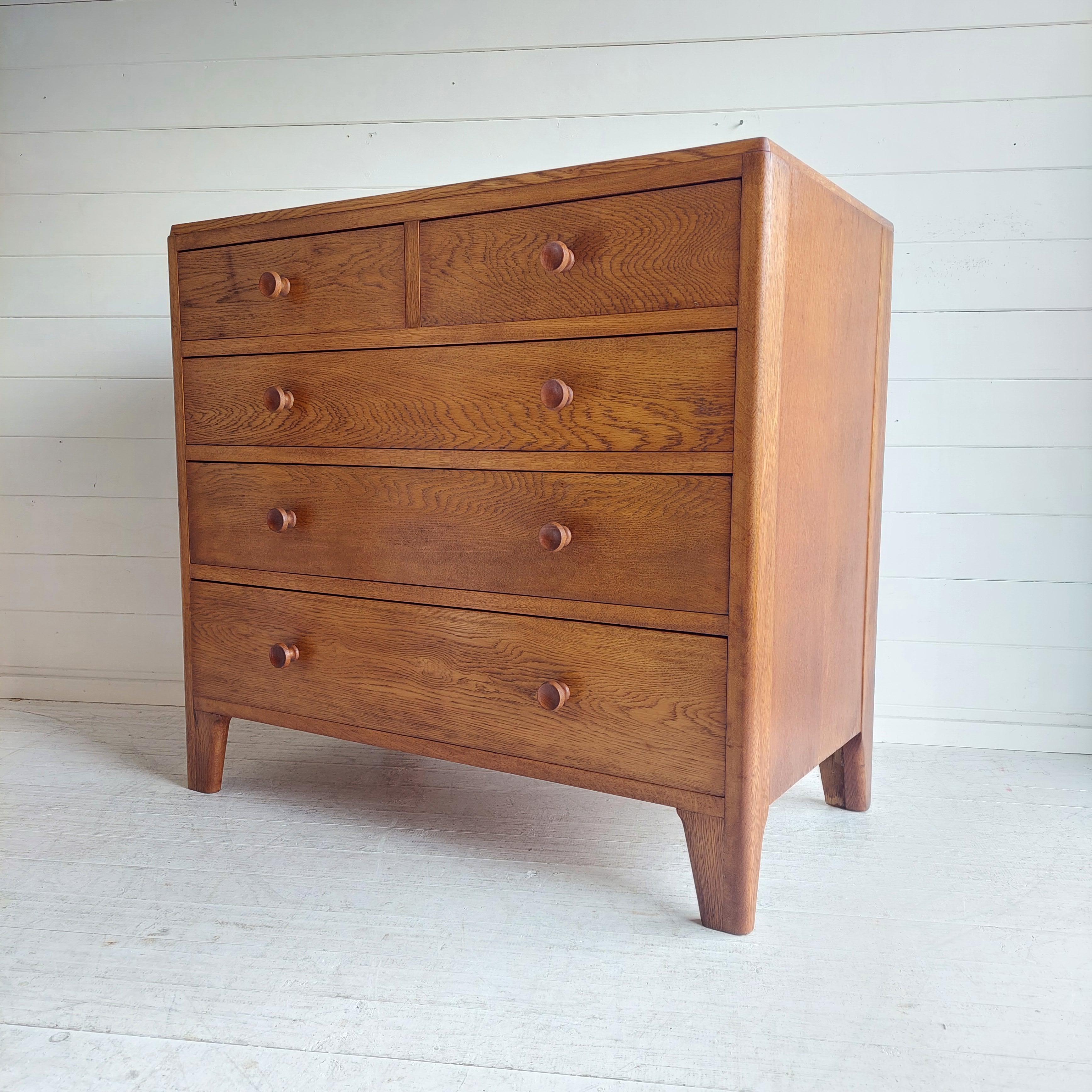Mid Century Vintage Lebus Oak War Department Chest of Drawers, 1950s 4