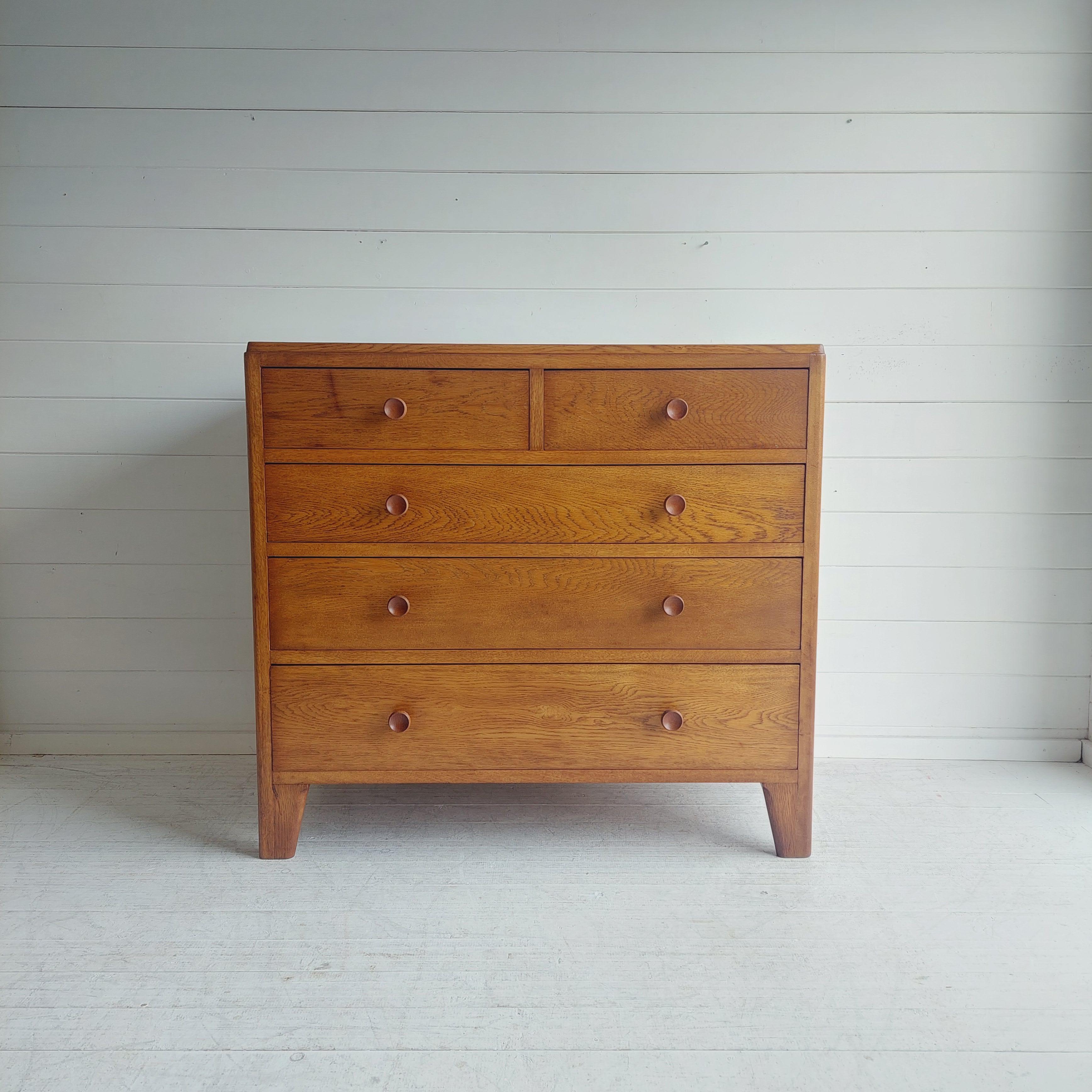 Mid Century Vintage Lebus Oak War Department Chest of Drawers, 1950s 5