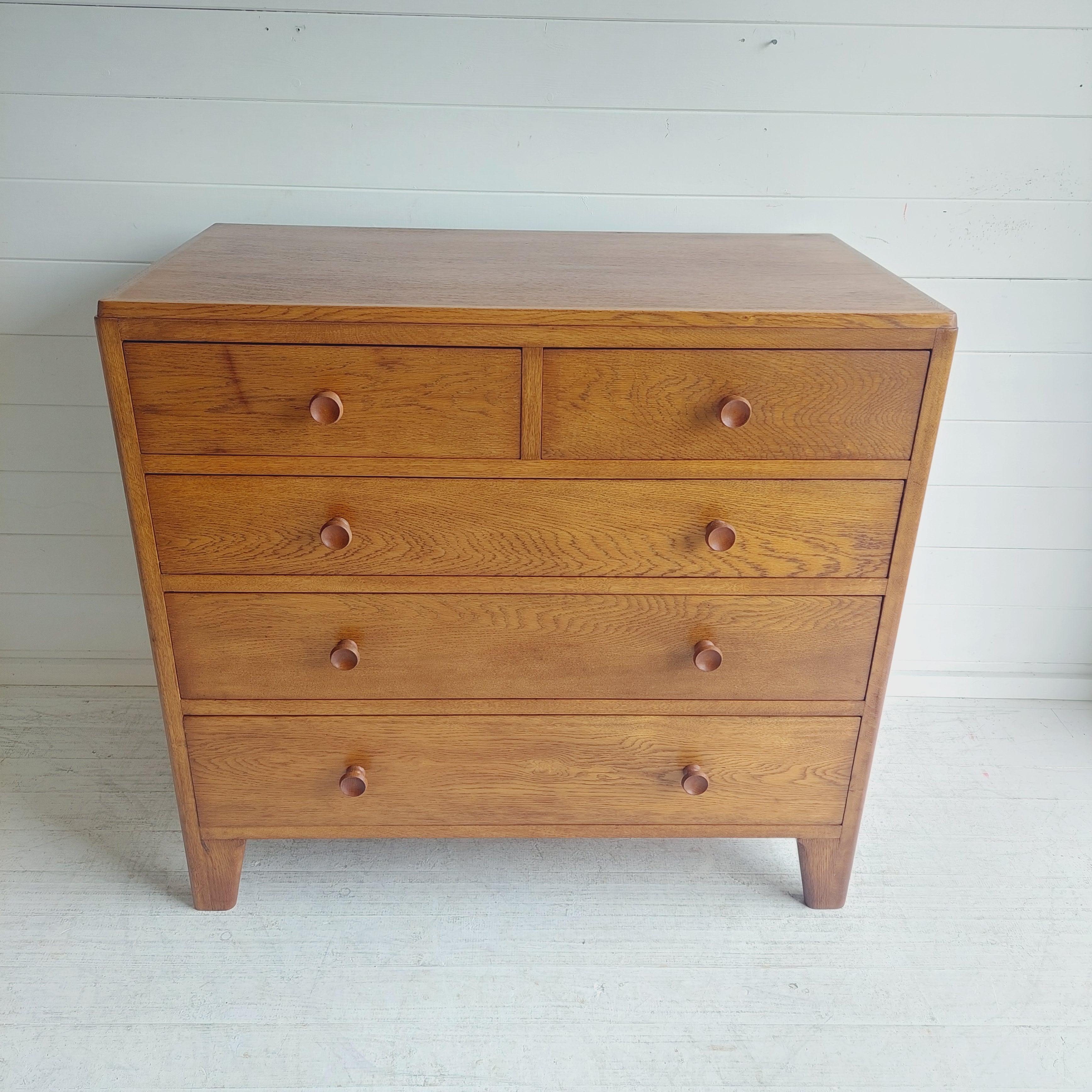 Mid Century Vintage Lebus Oak War Department Chest of Drawers, 1950s 6