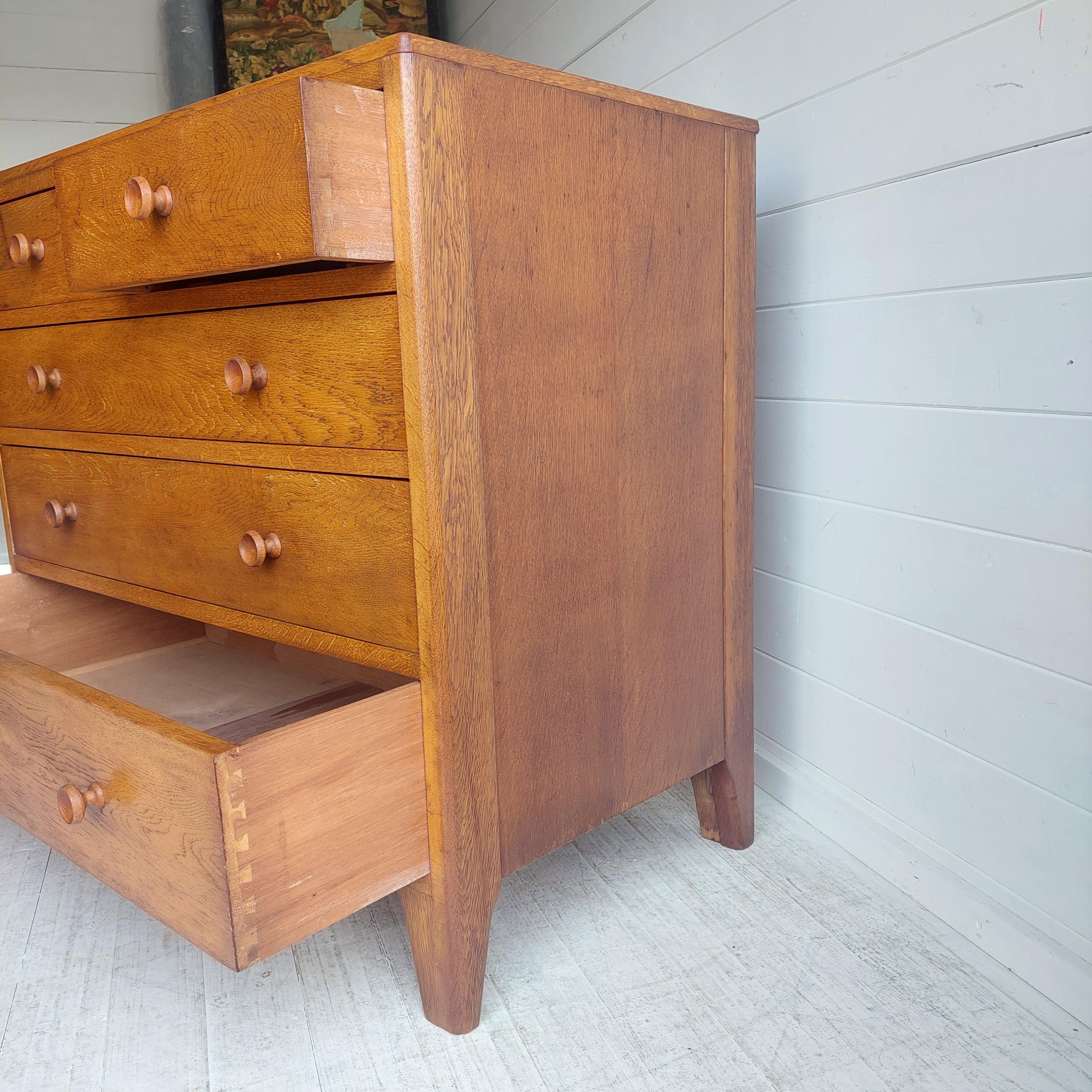 Mid Century Vintage Lebus Oak War Department Chest of Drawers, 1950s 12