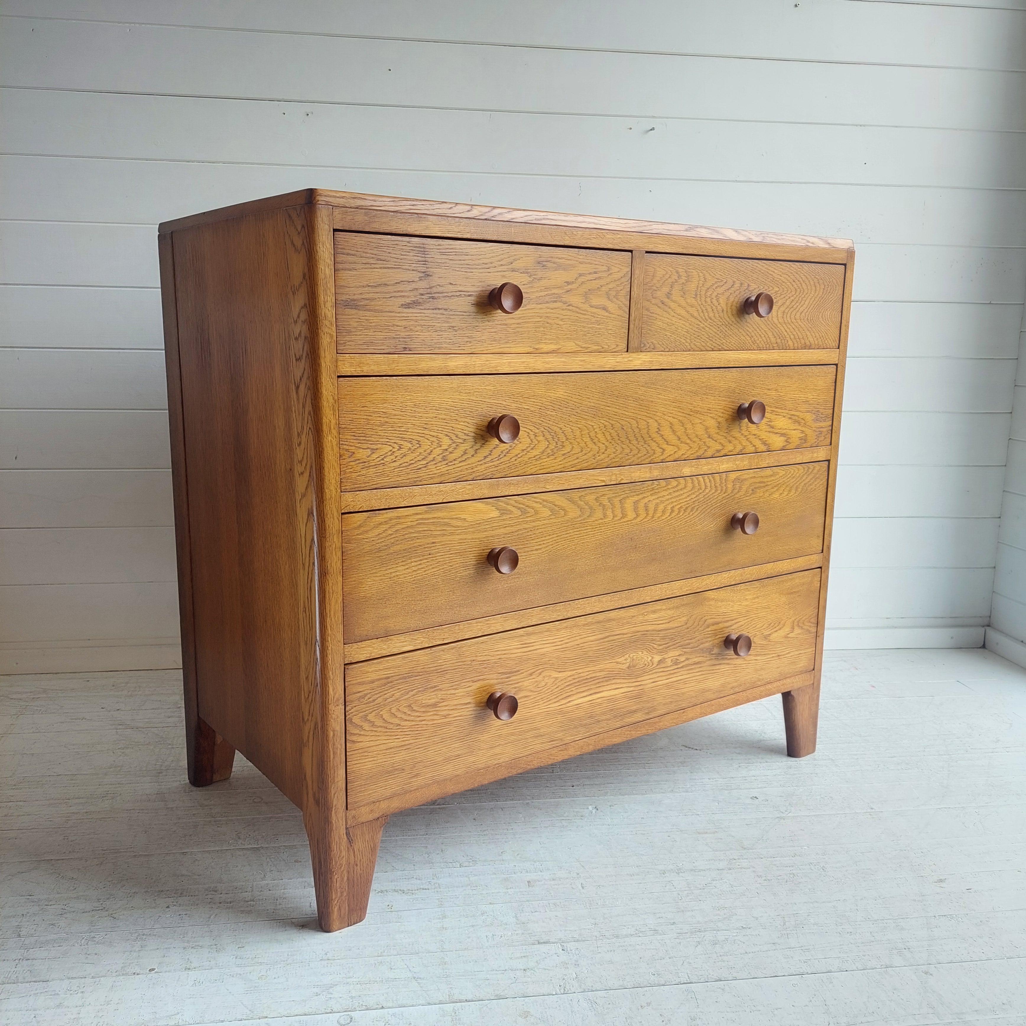 Mid-20th Century Mid Century Vintage Lebus Oak War Department Chest of Drawers, 1950s