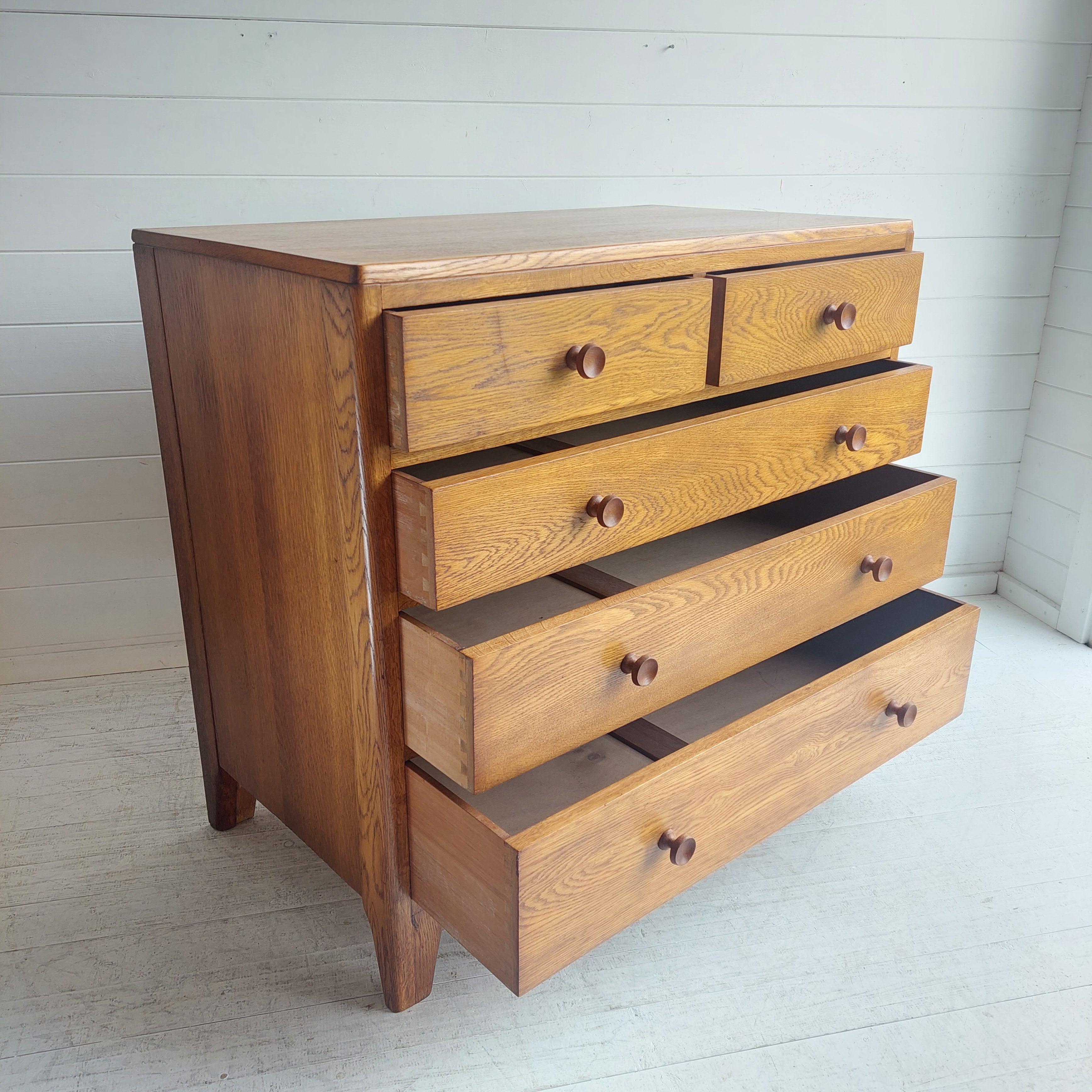 Mid Century Vintage Lebus Oak War Department Chest of Drawers, 1950s 1