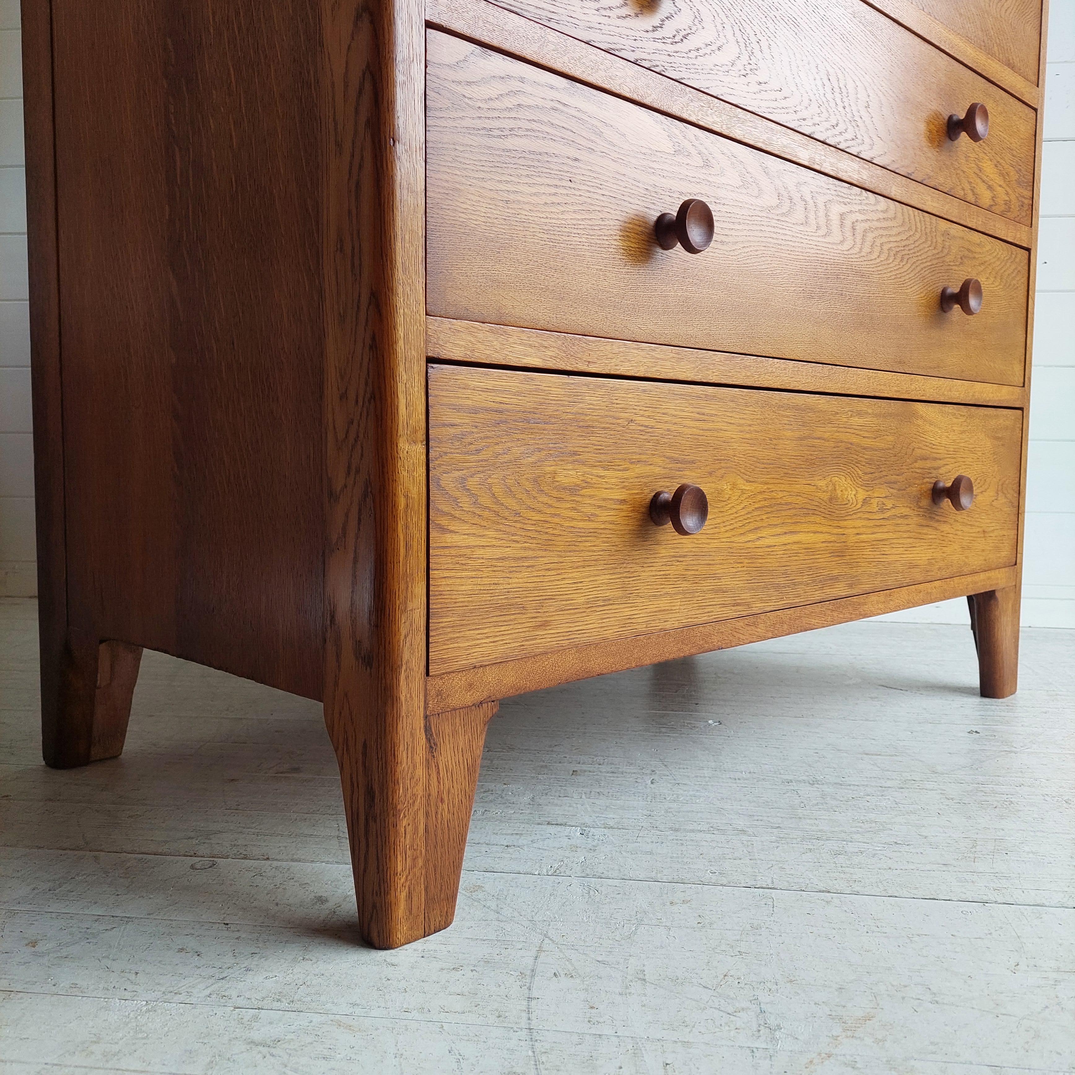Mid Century Vintage Lebus Oak War Department Chest of Drawers, 1950s 3