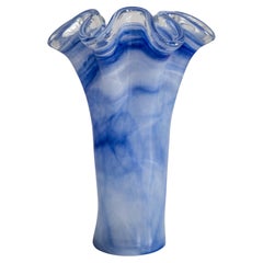 Mid Century Vintage Light Baby Blue Big Murano Glass Vase, Italy, 2000s