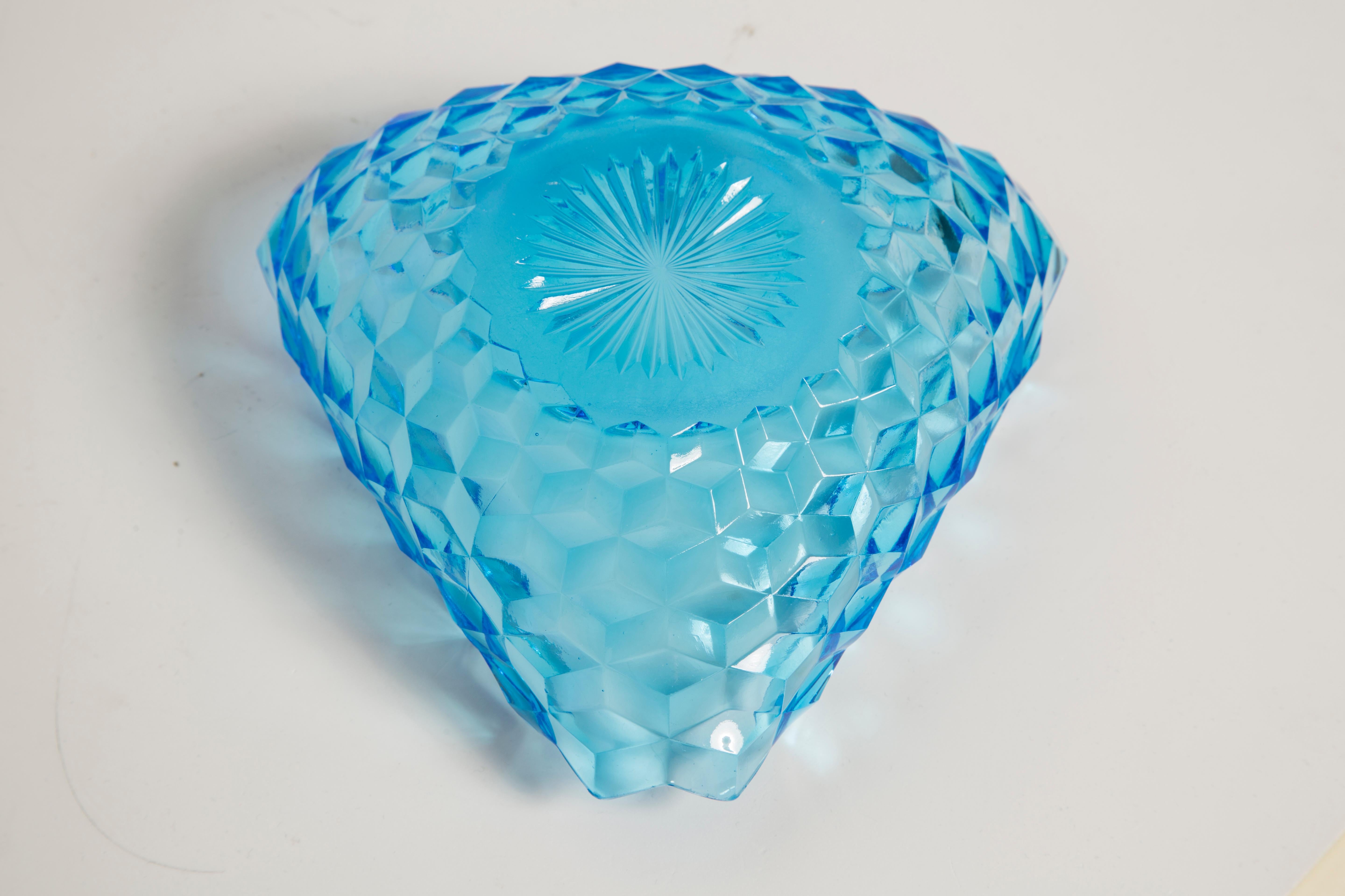 Midcentury Vintage Light Blue Decorative Glass Plate, Italy, 1960s For Sale 5