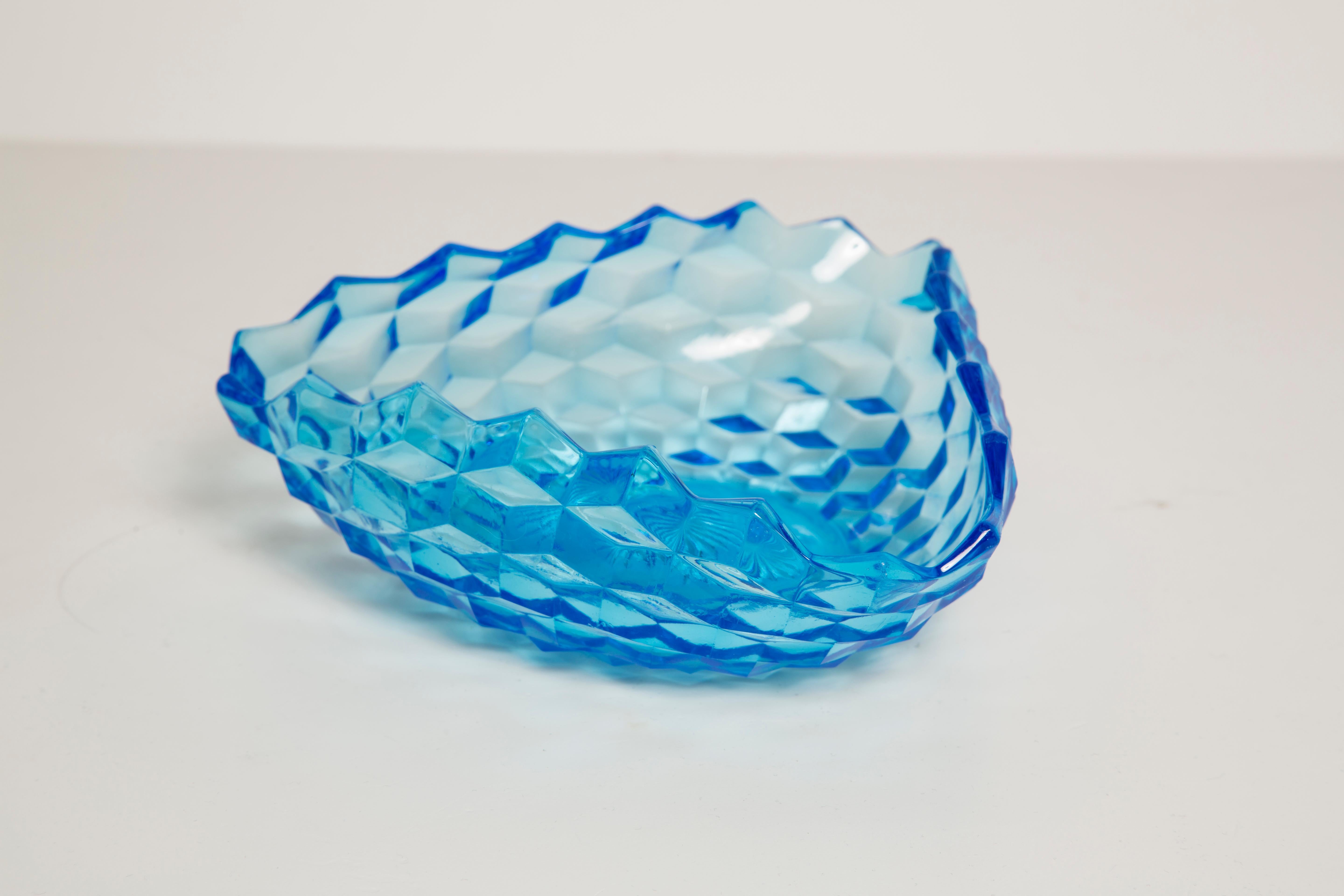 Midcentury Vintage Light Blue Decorative Glass Plate, Italy, 1960s For Sale 1