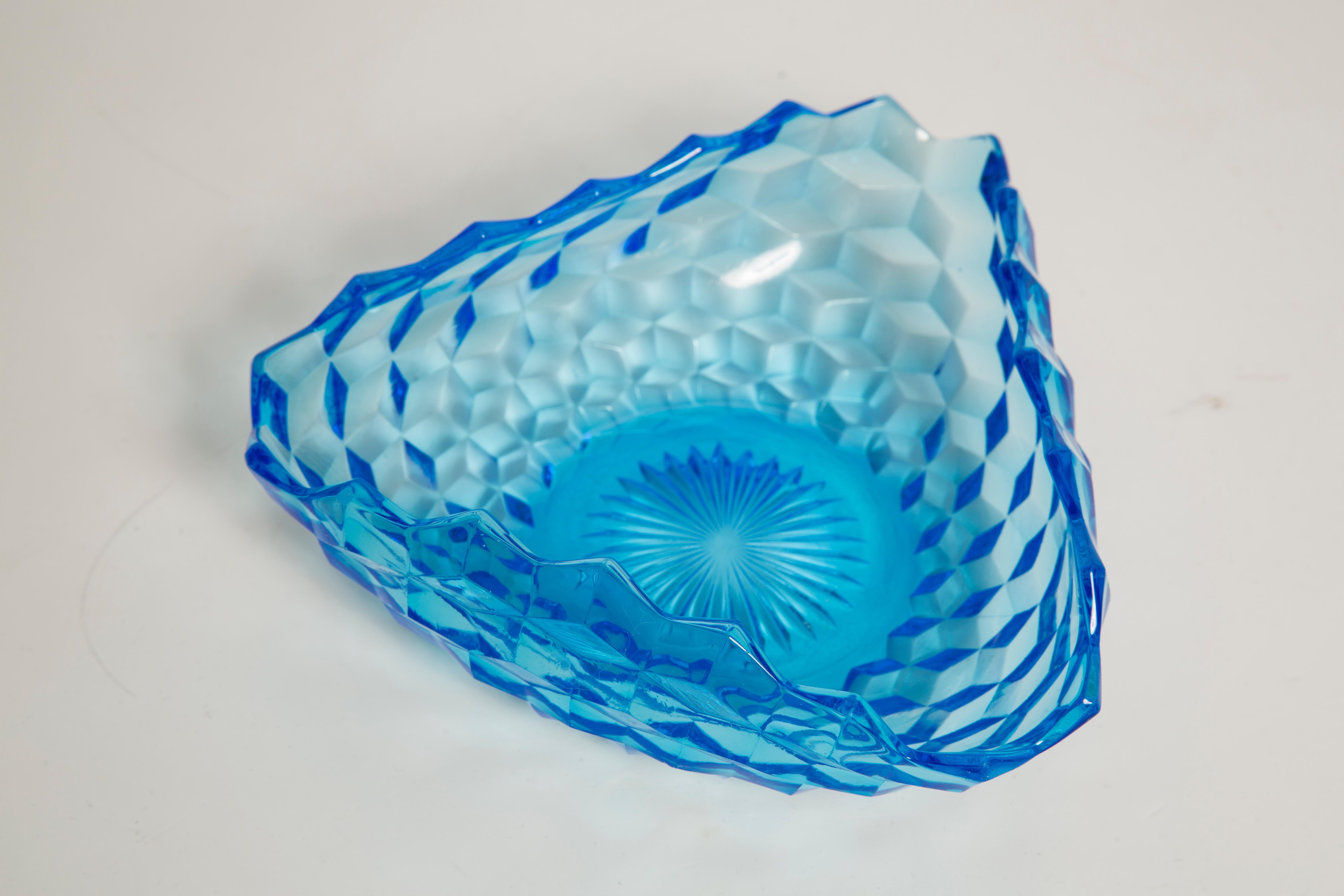Midcentury Vintage Light Blue Decorative Glass Plate, Italy, 1960s For Sale 2