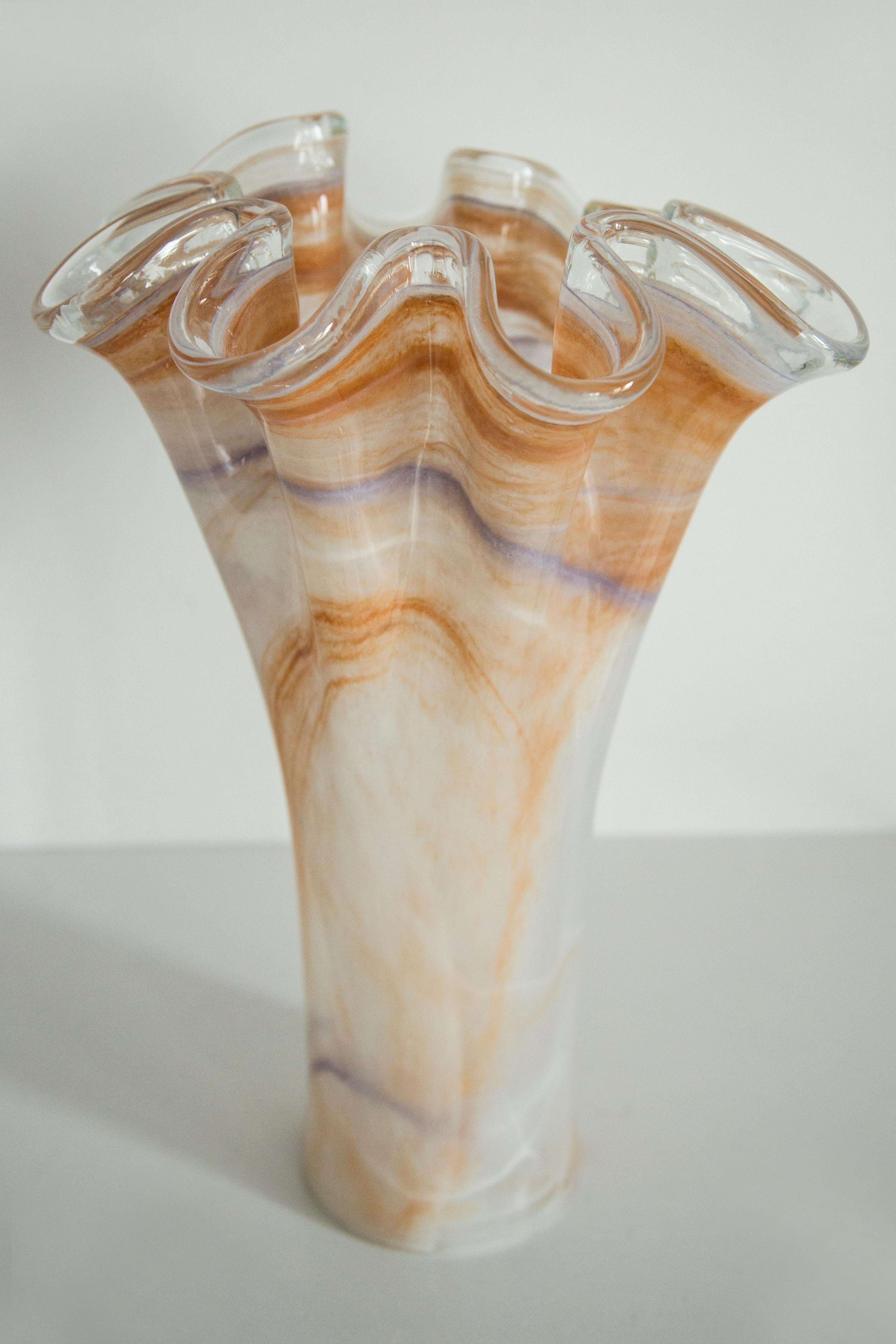 Mid Century Vintage Light Orange Big Murano Glass Vase, Italy, 2000s In Good Condition For Sale In 05-080 Hornowek, PL